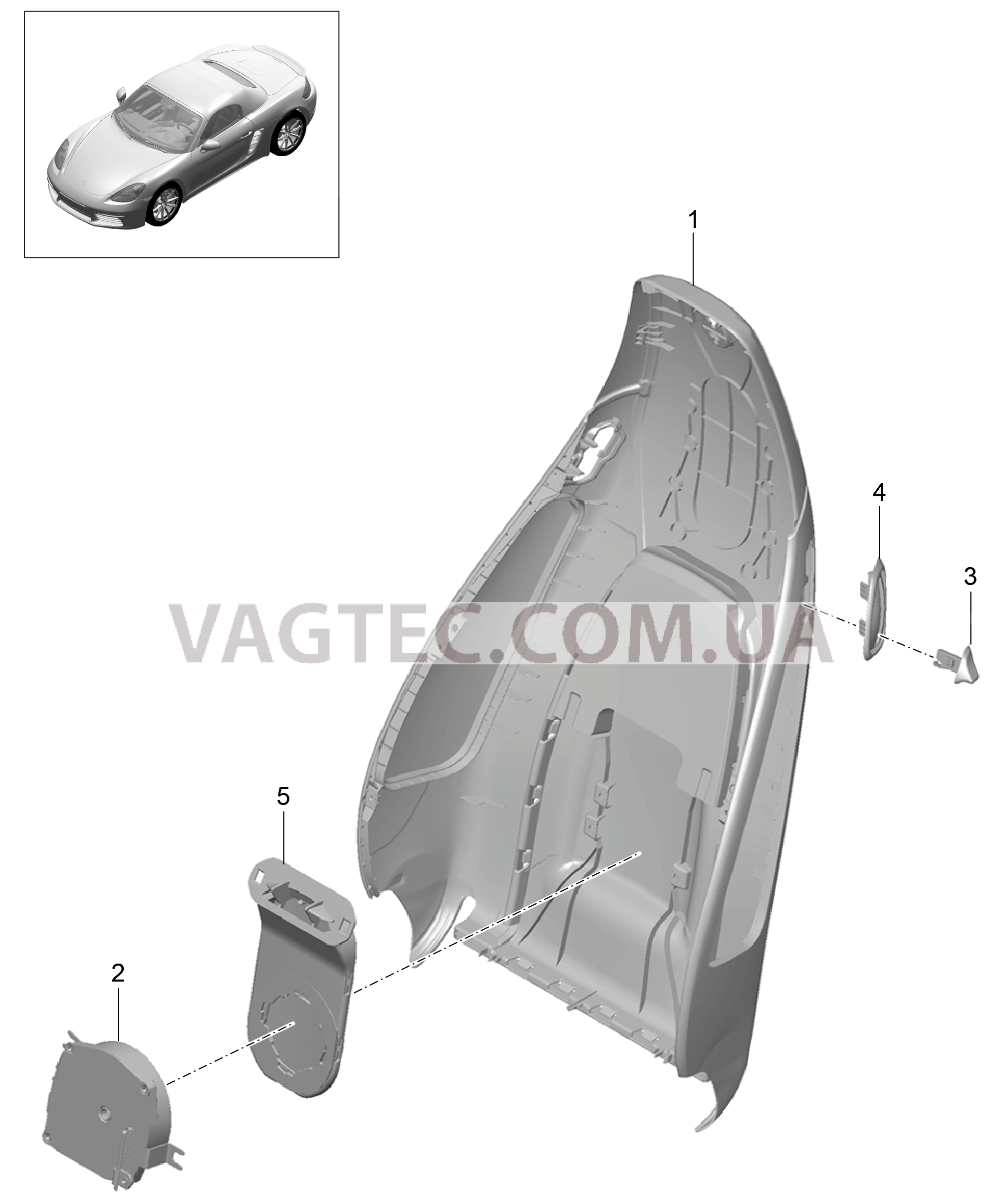 817-019 Каркас спинки, Спортивное сиденье PLUS, Детали
						
						I317/318/323, I324 для PORSCHE Boxster 2017