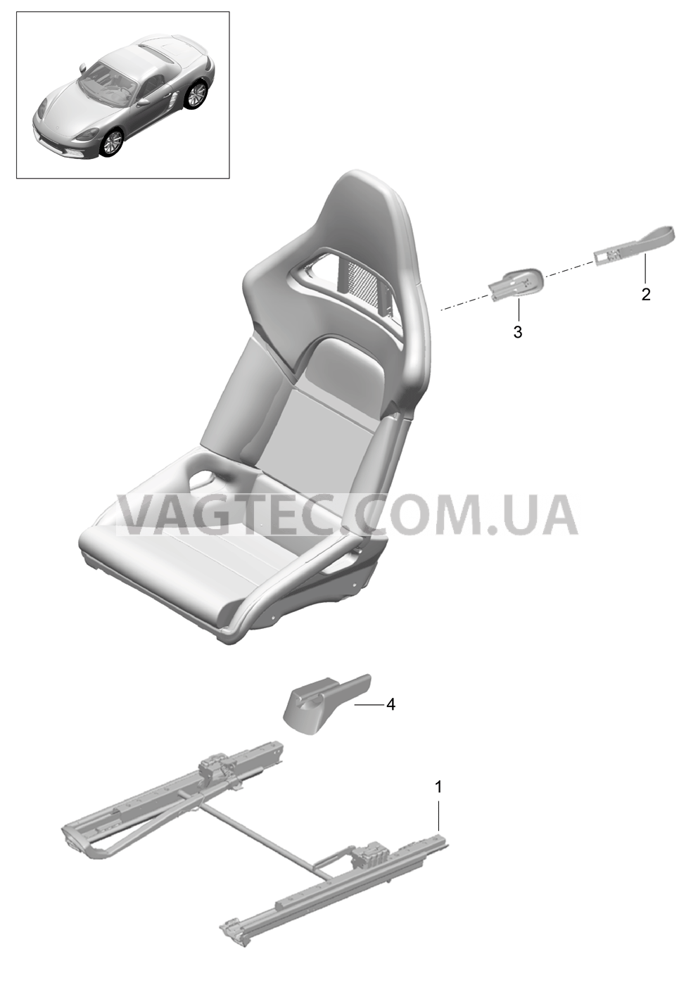 817-060 Ковшеобразное сиденье, складной, полный, Не поставляется
						
						I388/389 для PORSCHE Boxster 2017