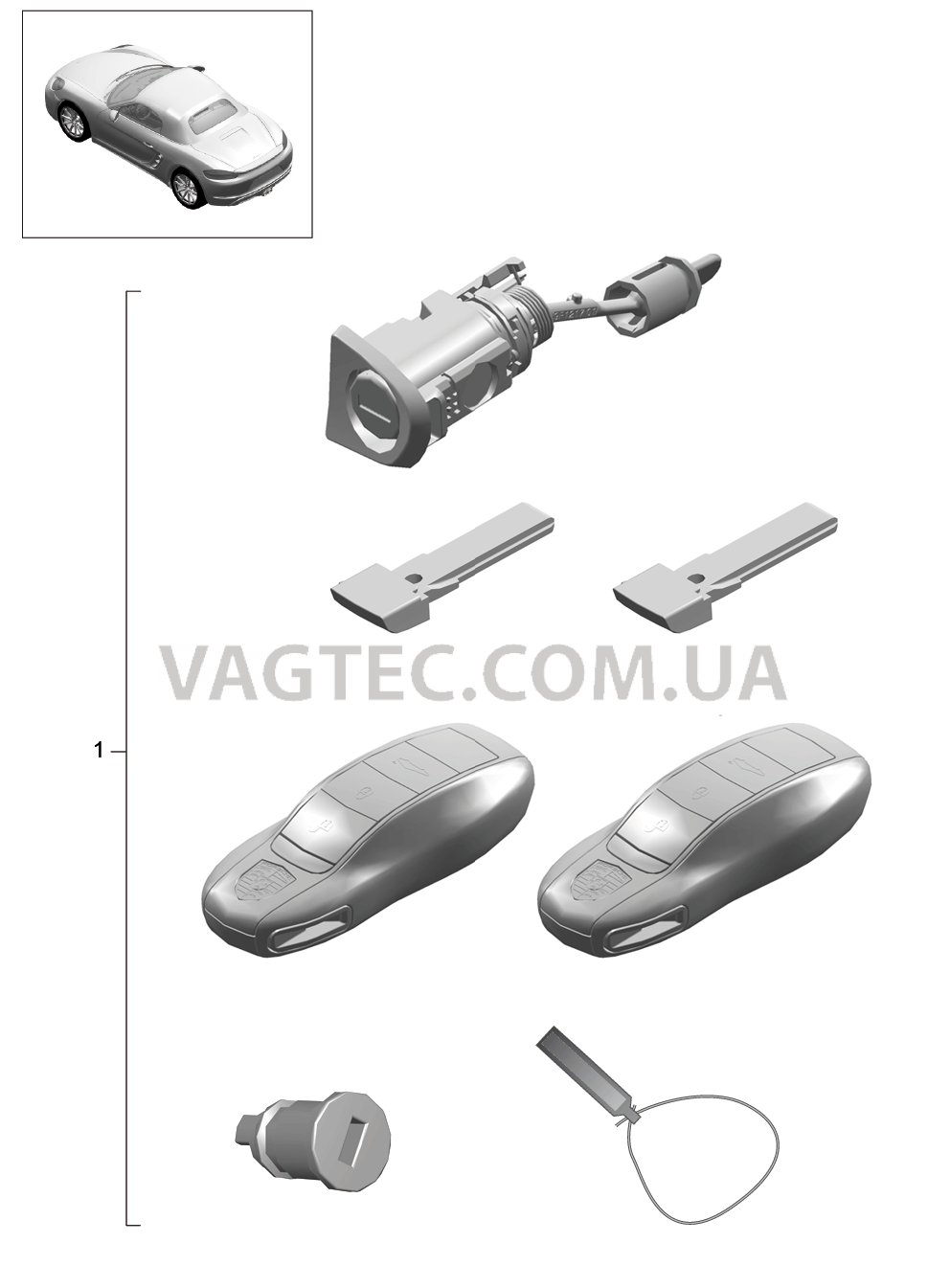 898-000 Ремкомплект, Набор замков для PORSCHE Boxster 2017USA