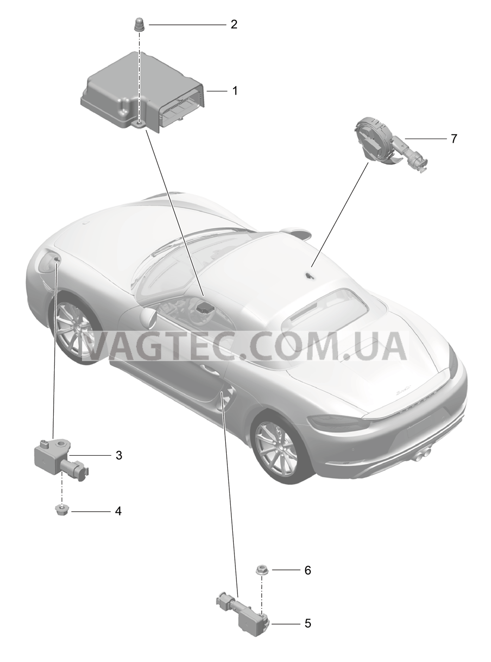 901-005 Блок управления, Датчик, Подушка безопасности для PORSCHE Boxster 2017USA