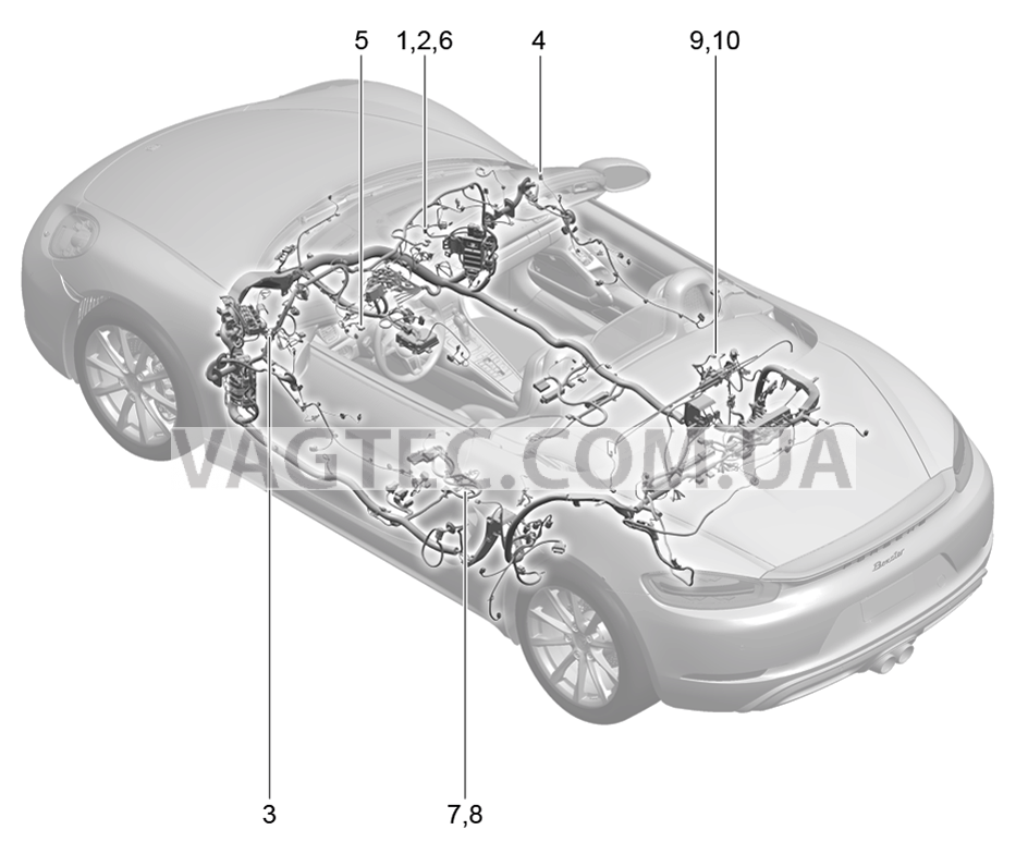 902-060 Жгуты проводов, Подушка безопасности, Ремень безопасности для PORSCHE Boxster 2017