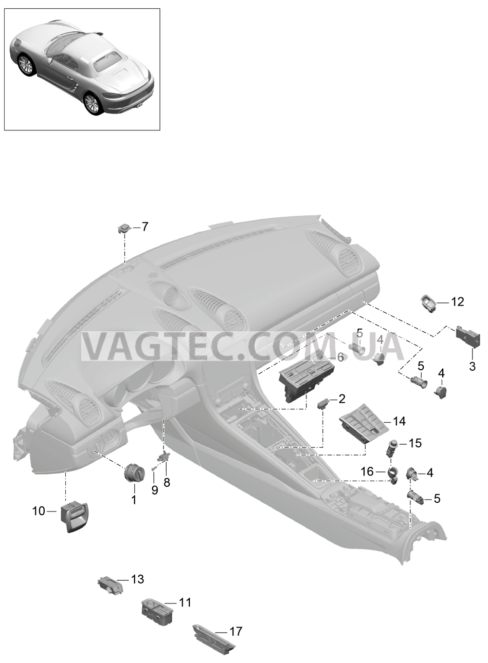 903-005 Выключатель, Панель управления, Кондиционер для PORSCHE Boxster 2017