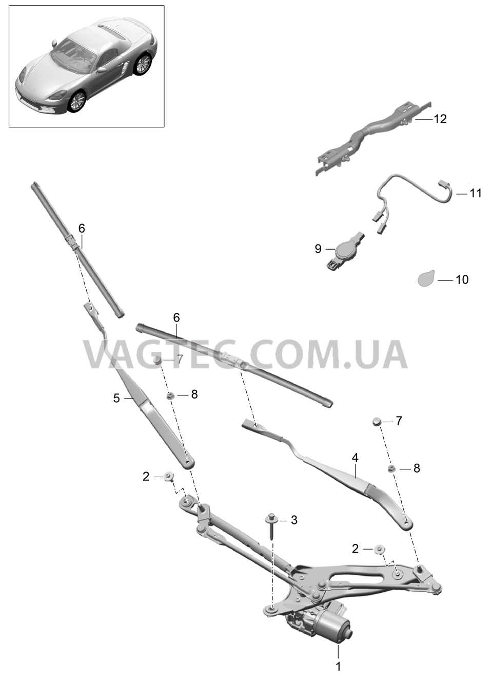 904-000 Стеклоочиститель, Датчик дождя для PORSCHE Boxster 2017USA