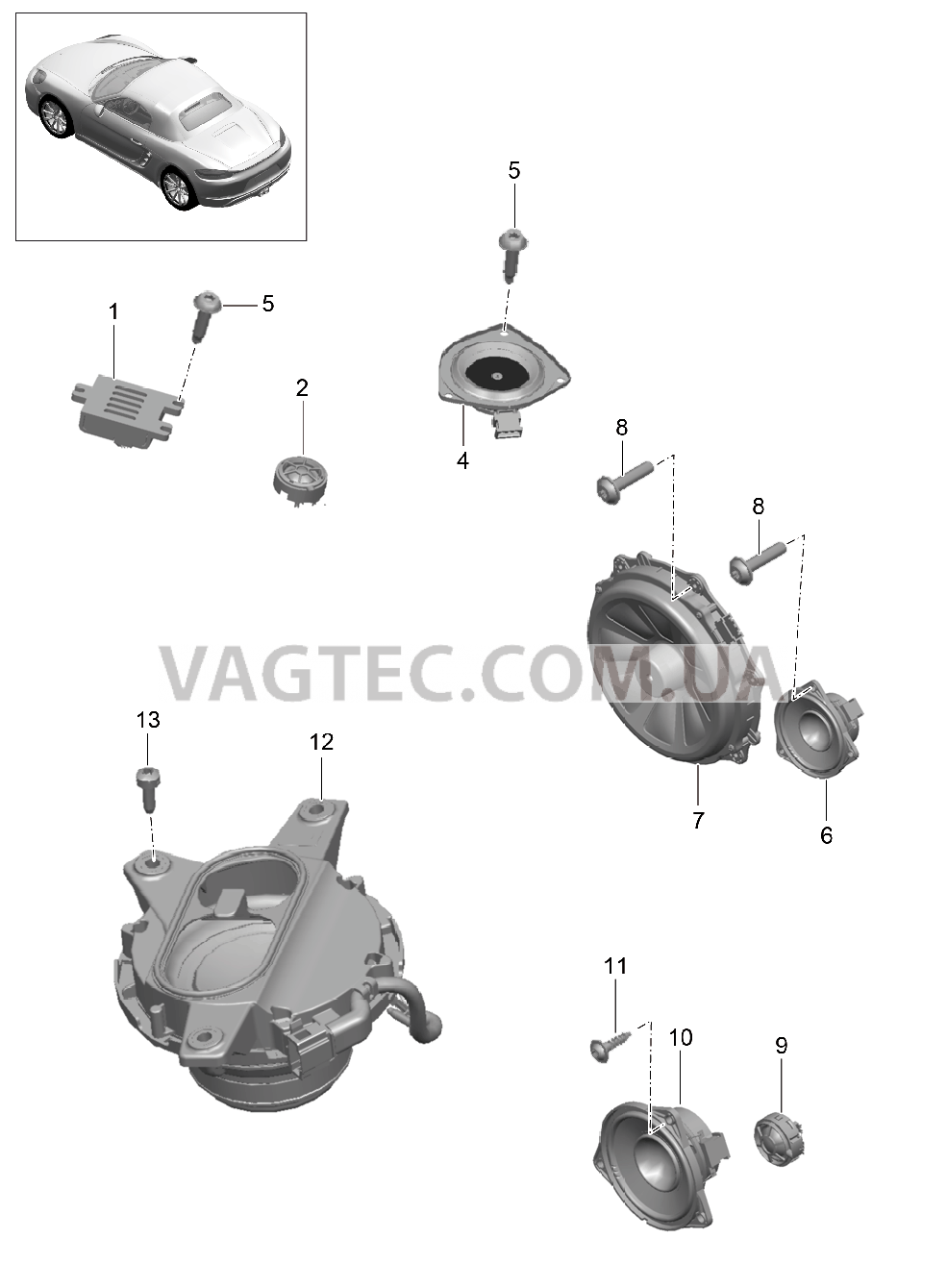 911-005 Динамик для PORSCHE Boxster 2017