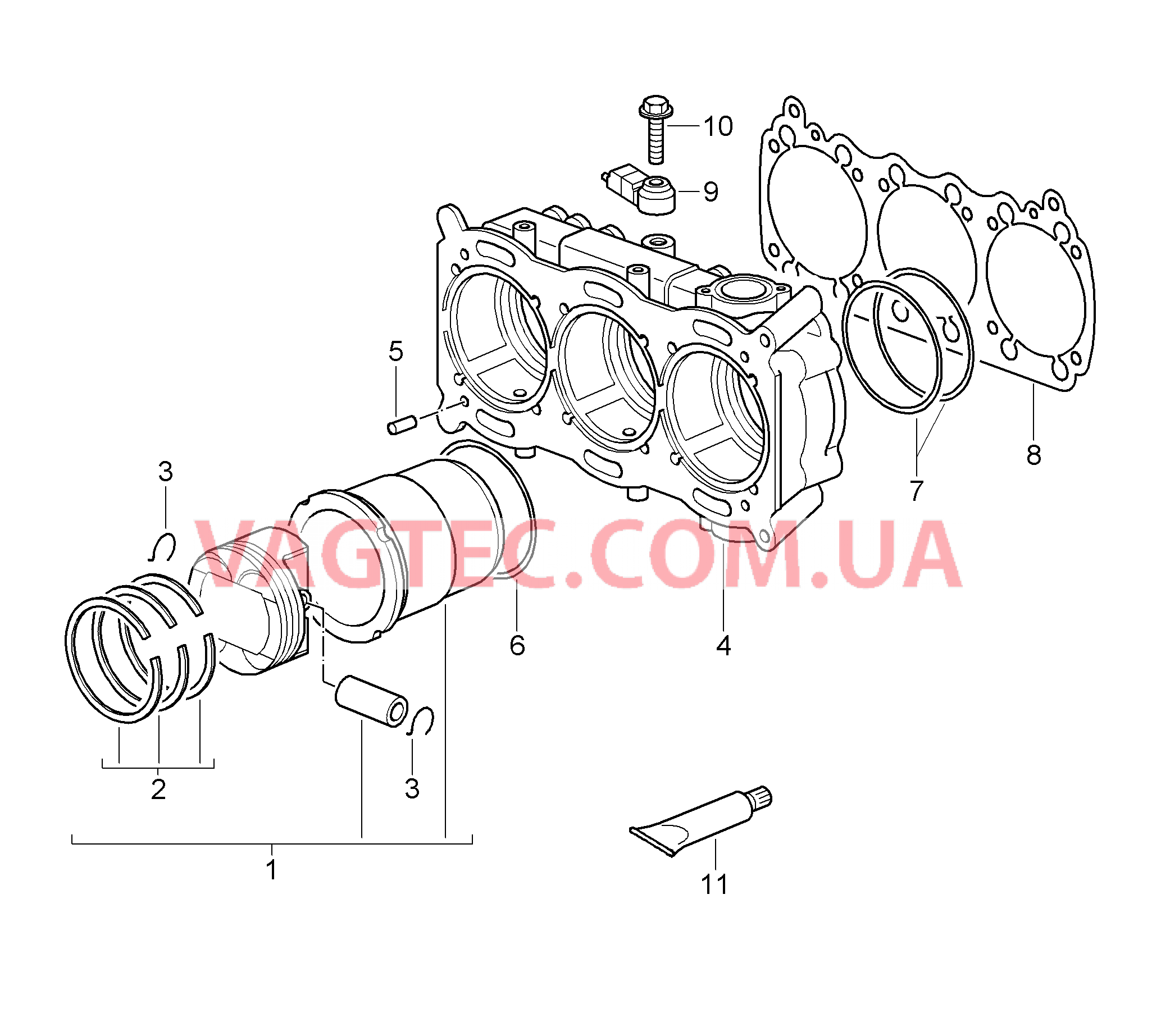 102-005 Цилиндр с поршнем
						
						M97.70 для PORSCHE Porsche911TurboGT2 2007-2009