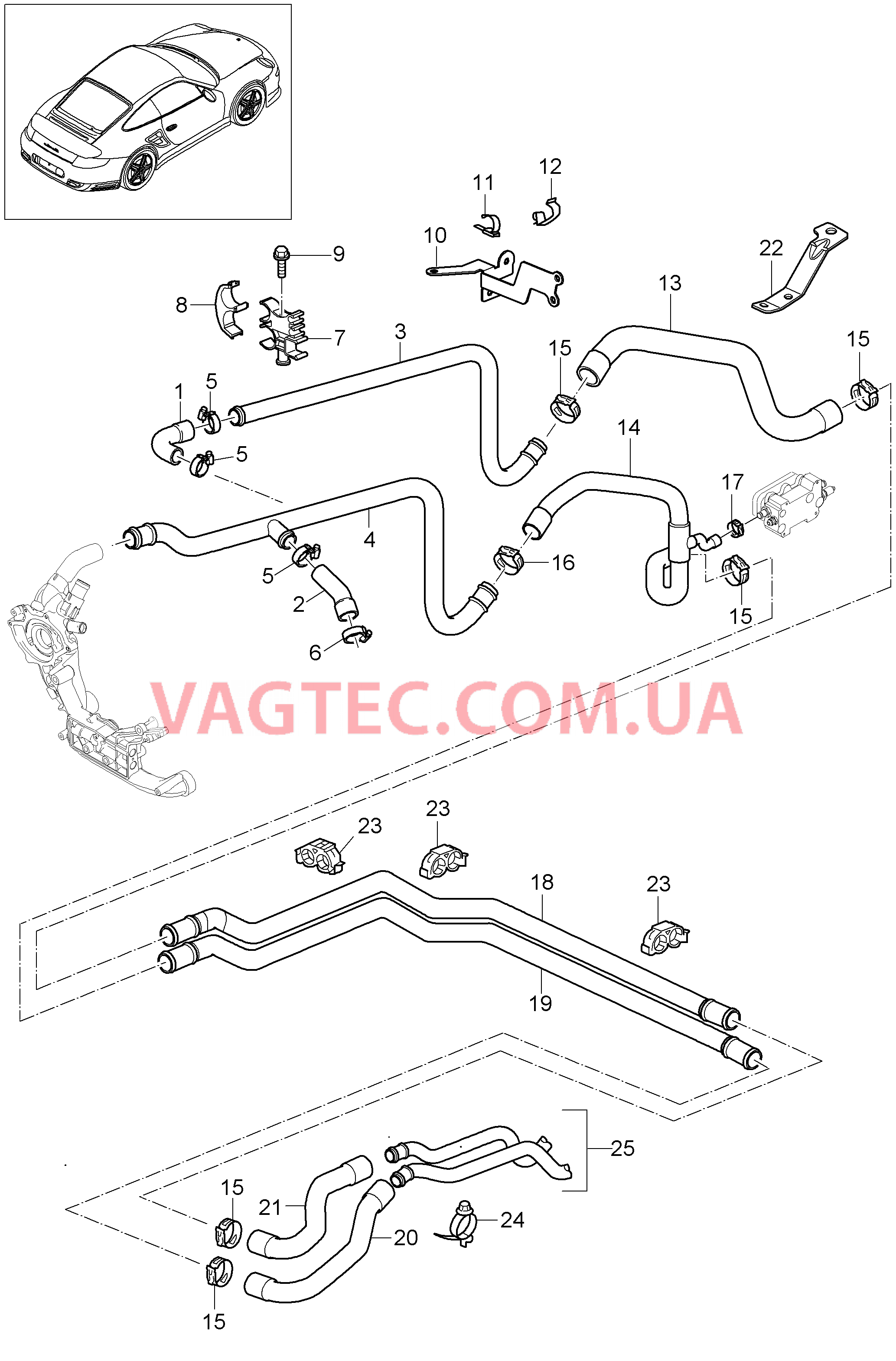 105-004 Линии, Обогрев, GT2
						
						I101, M97.70 для PORSCHE Porsche911TurboGT2 2007-2009USA