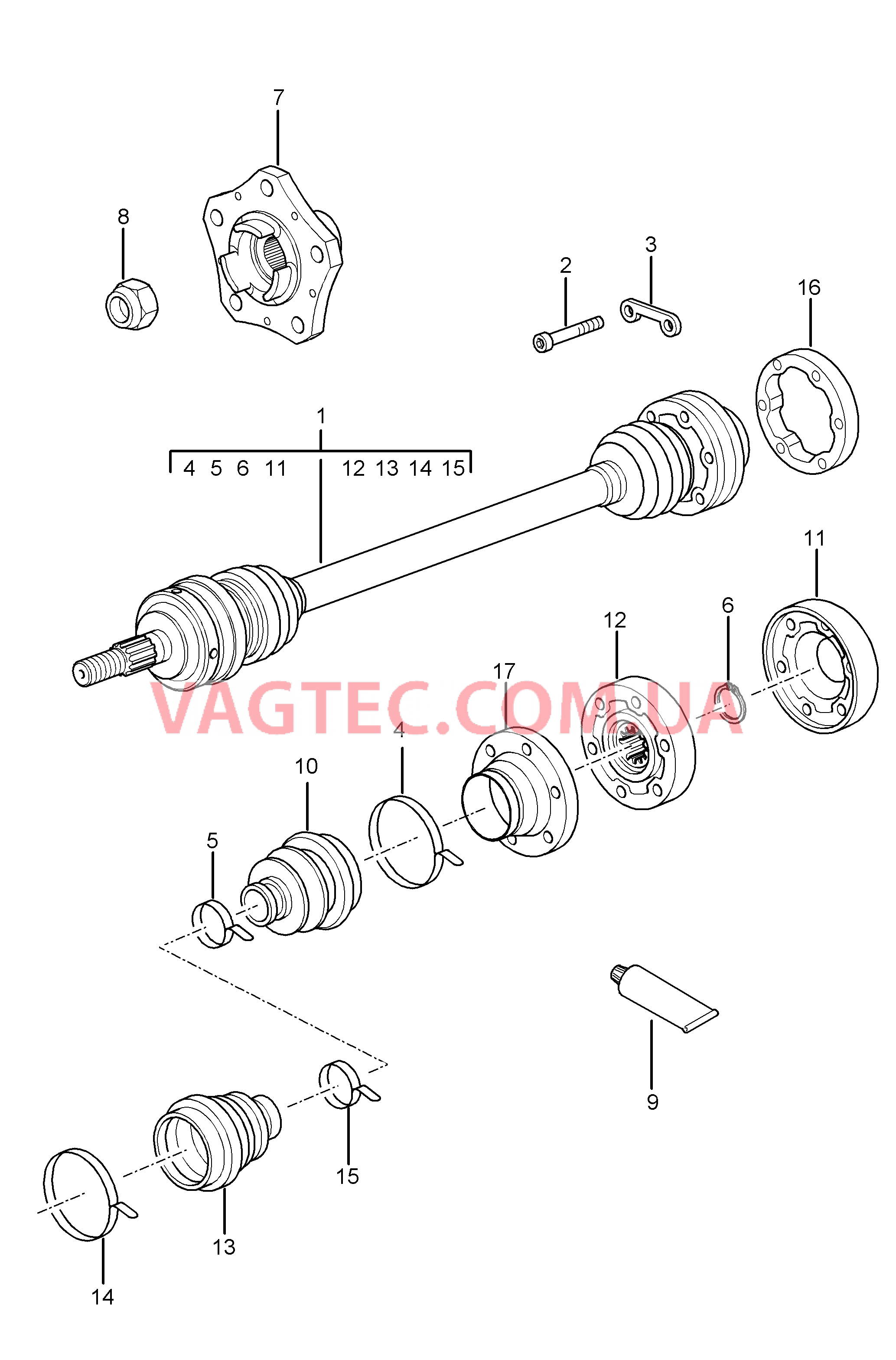 501-005 Шарнирный вал, Ступица для PORSCHE Porsche911TurboGT2 2007-2009