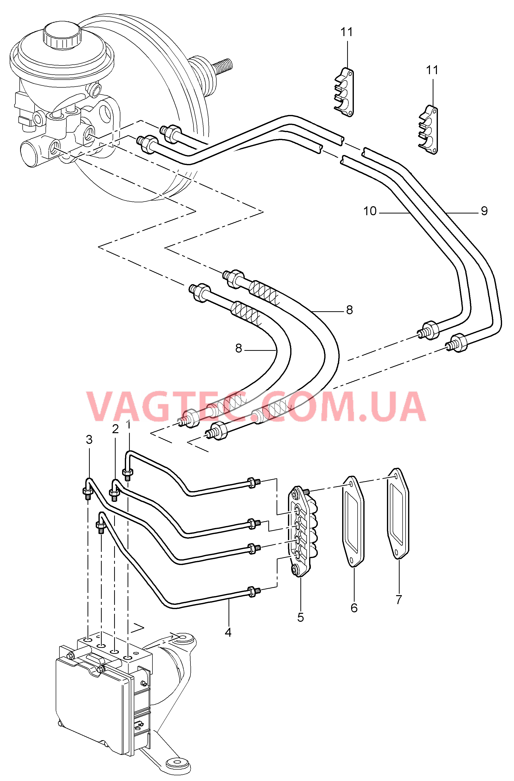 604-005 Тормозные магистрали, Передняя часть кузова для PORSCHE Porsche911TurboGT2 2007-2009USA