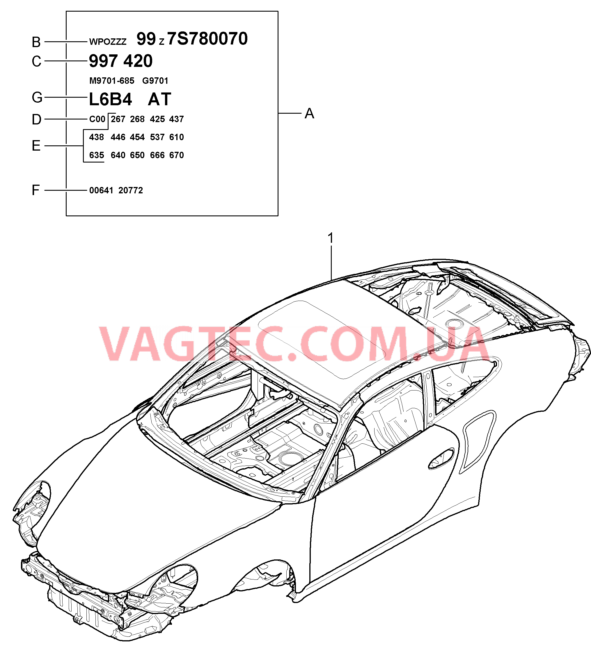 801-000 Силовая структура кузова для PORSCHE Porsche911TurboGT2 2007-2009