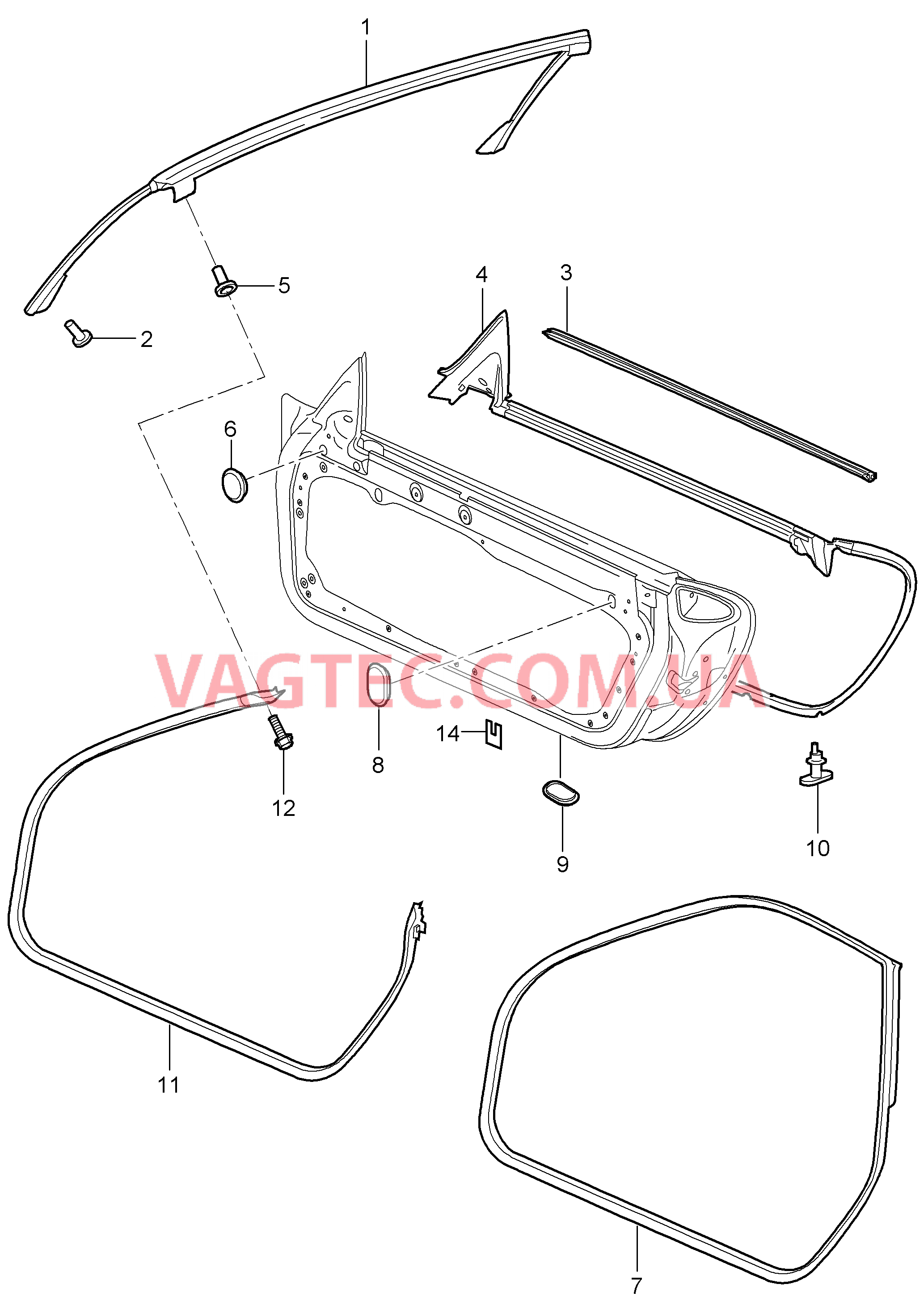 804-010 Дверн.уплотнитель, Прокладка, Лобовое стекло для PORSCHE Porsche911TurboGT2 2007-2009