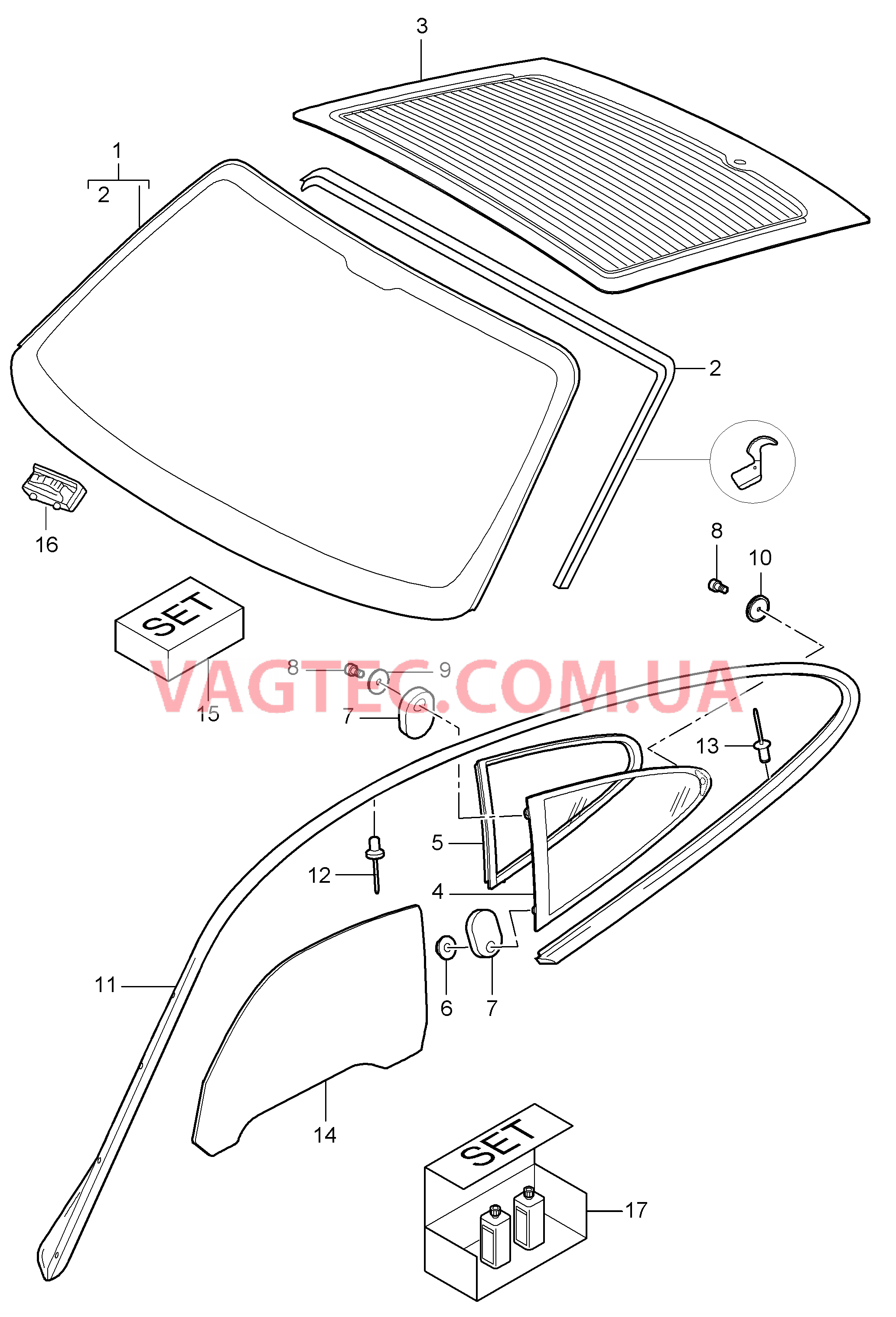 805-000 Остекление для PORSCHE Porsche911TurboGT2 2007-2009