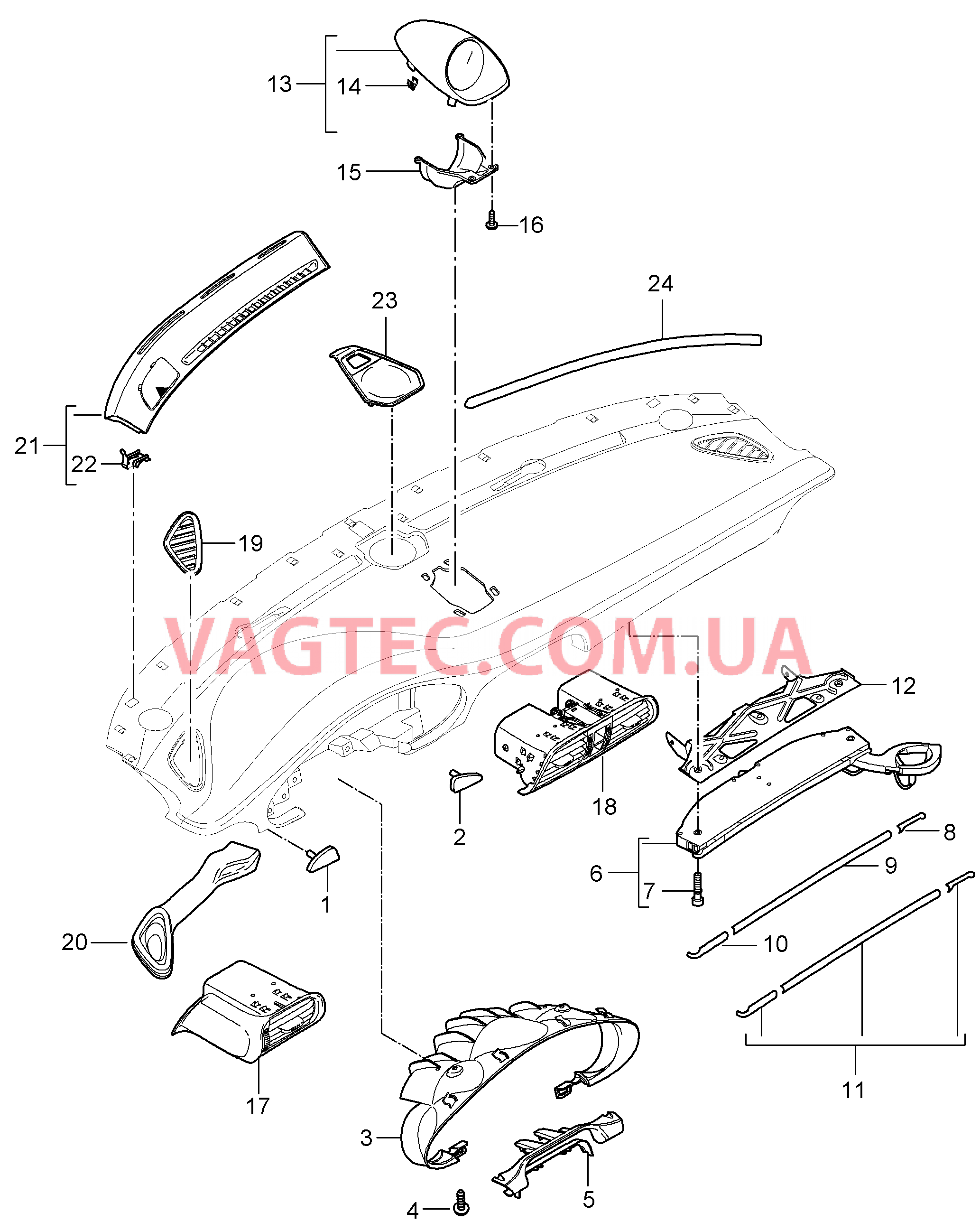 809-001 Детали, Облицовка передней панели, Верхняя часть для PORSCHE Porsche911TurboGT2 2007-2009