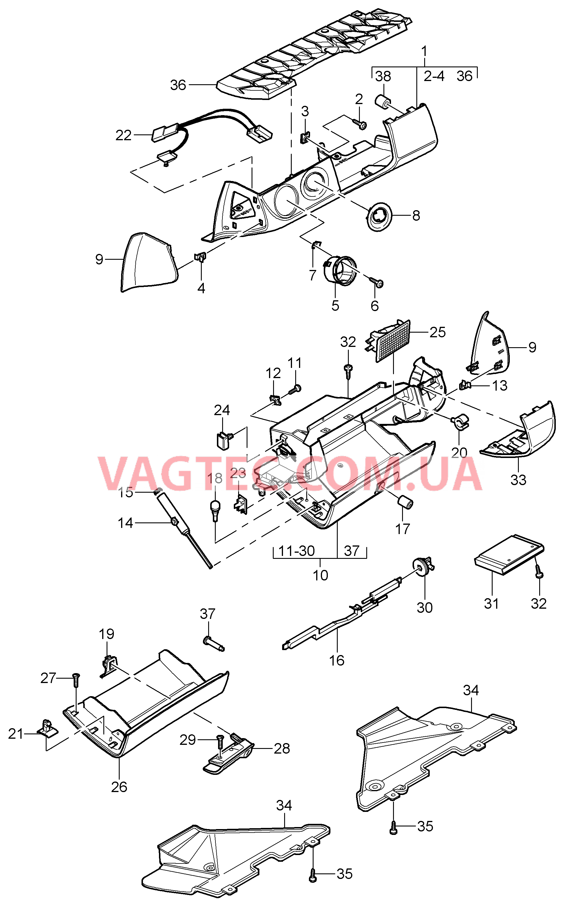 809-003 Перчаточный ящик, Крышка, и, Обшивка, Сторона водителя для PORSCHE Porsche911TurboGT2 2007-2009