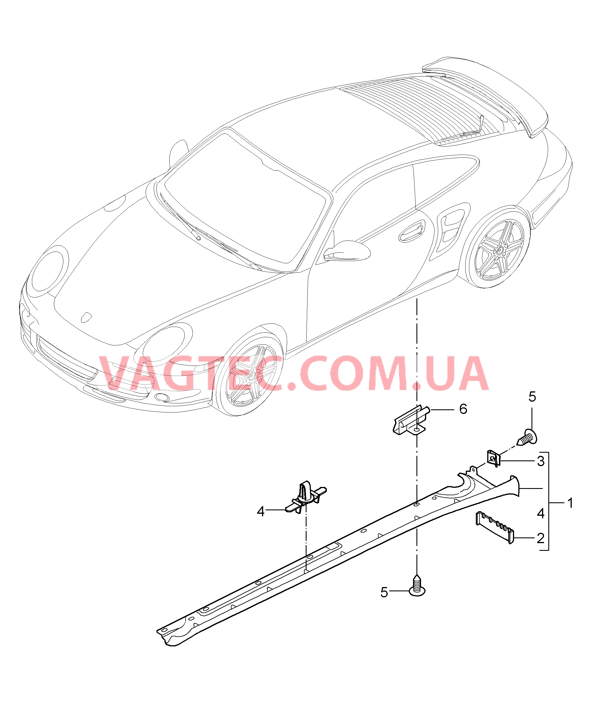 810-005 Накладка на порог для PORSCHE Porsche911TurboGT2 2007-2009