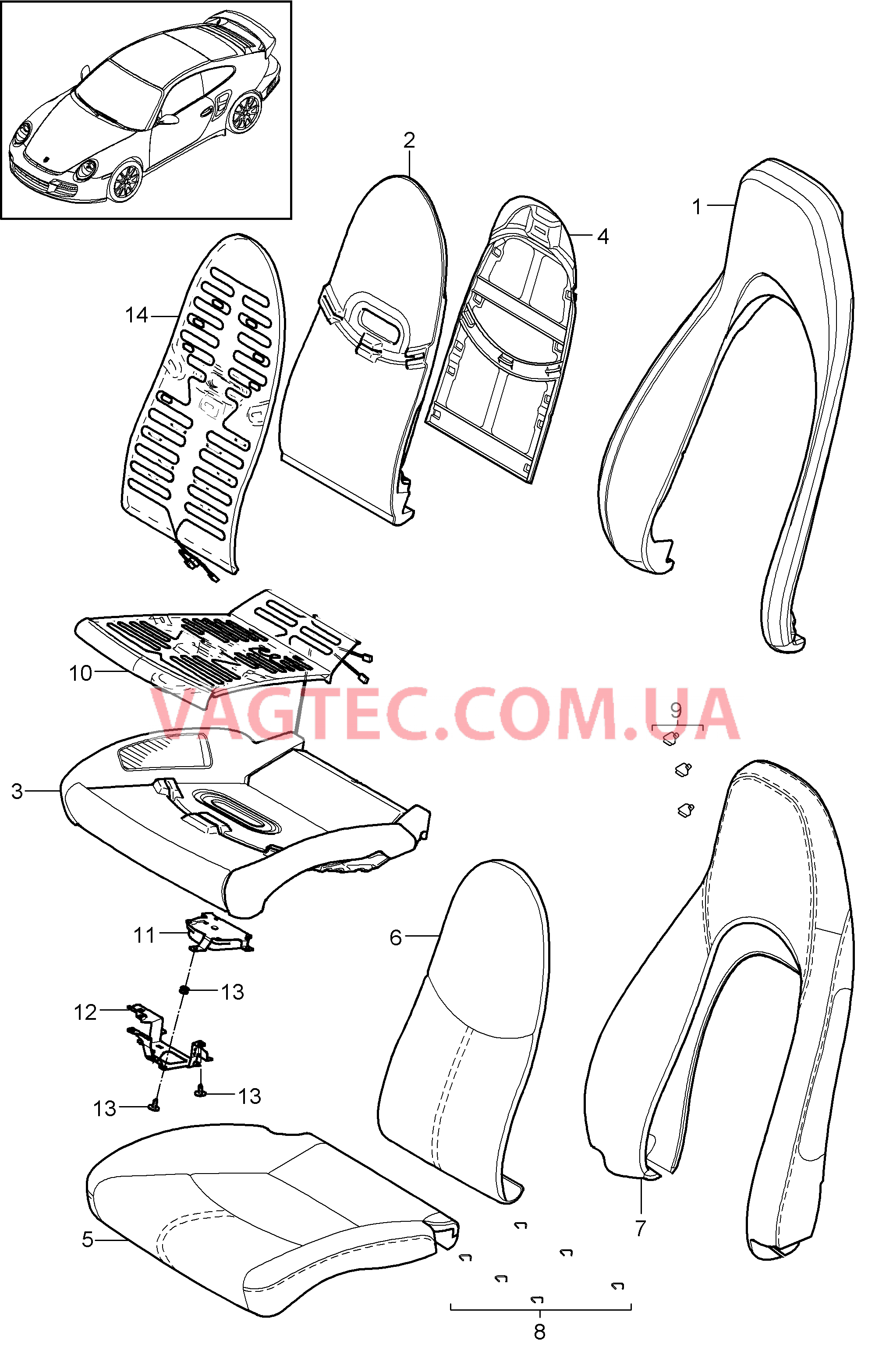 817-005 Пенопласт.комп., Покрытие, Сиденье KOMFORT, Вентиляц. элемент
						
						COUPE, CABRIO для PORSCHE Porsche911TurboGT2 2007-2009USA