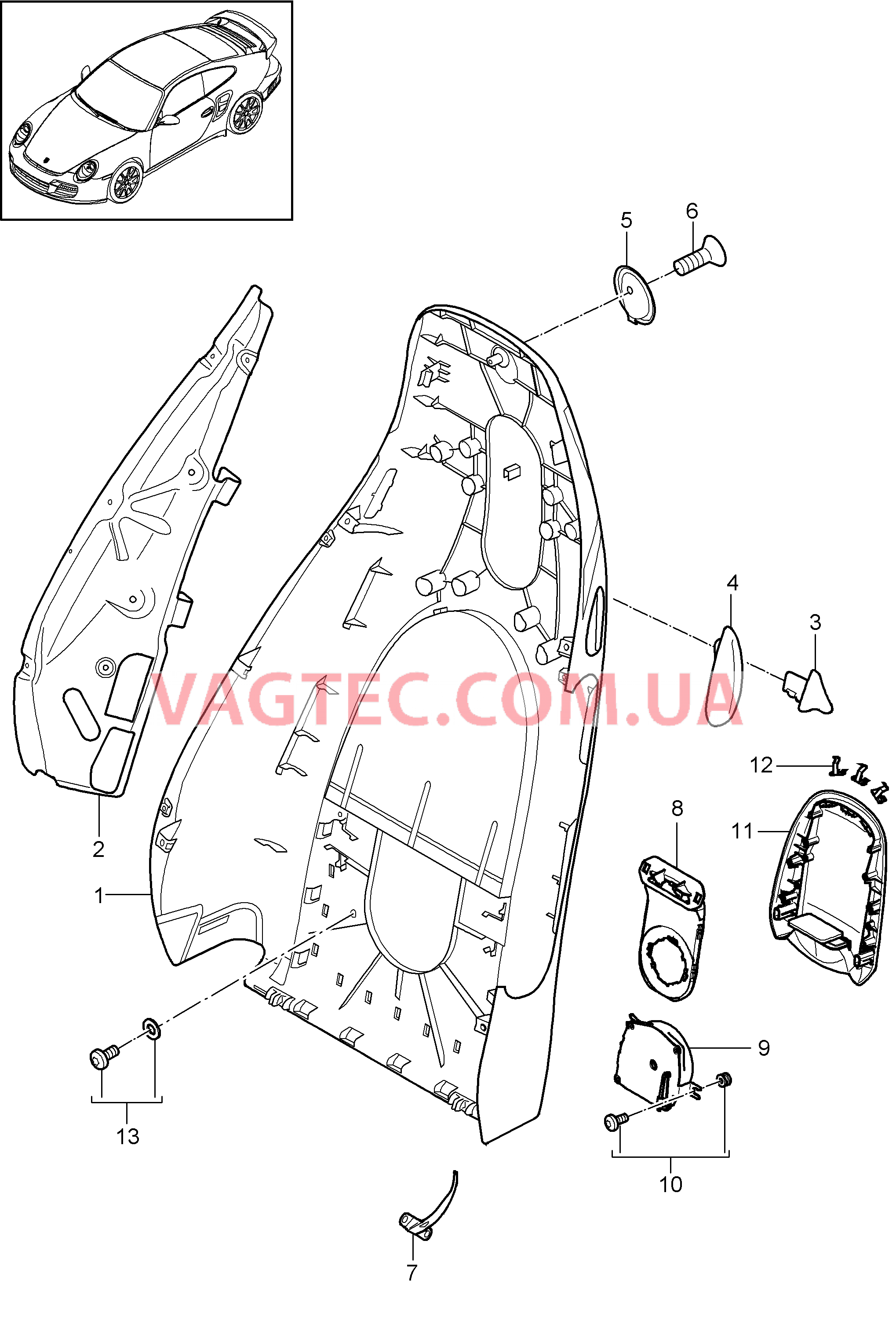 817-010 Каркас спинки, Серийное сиденье, Сиденье KOMFORT
						
						COUPE, CABRIO для PORSCHE Porsche911TurboGT2 2007-2009