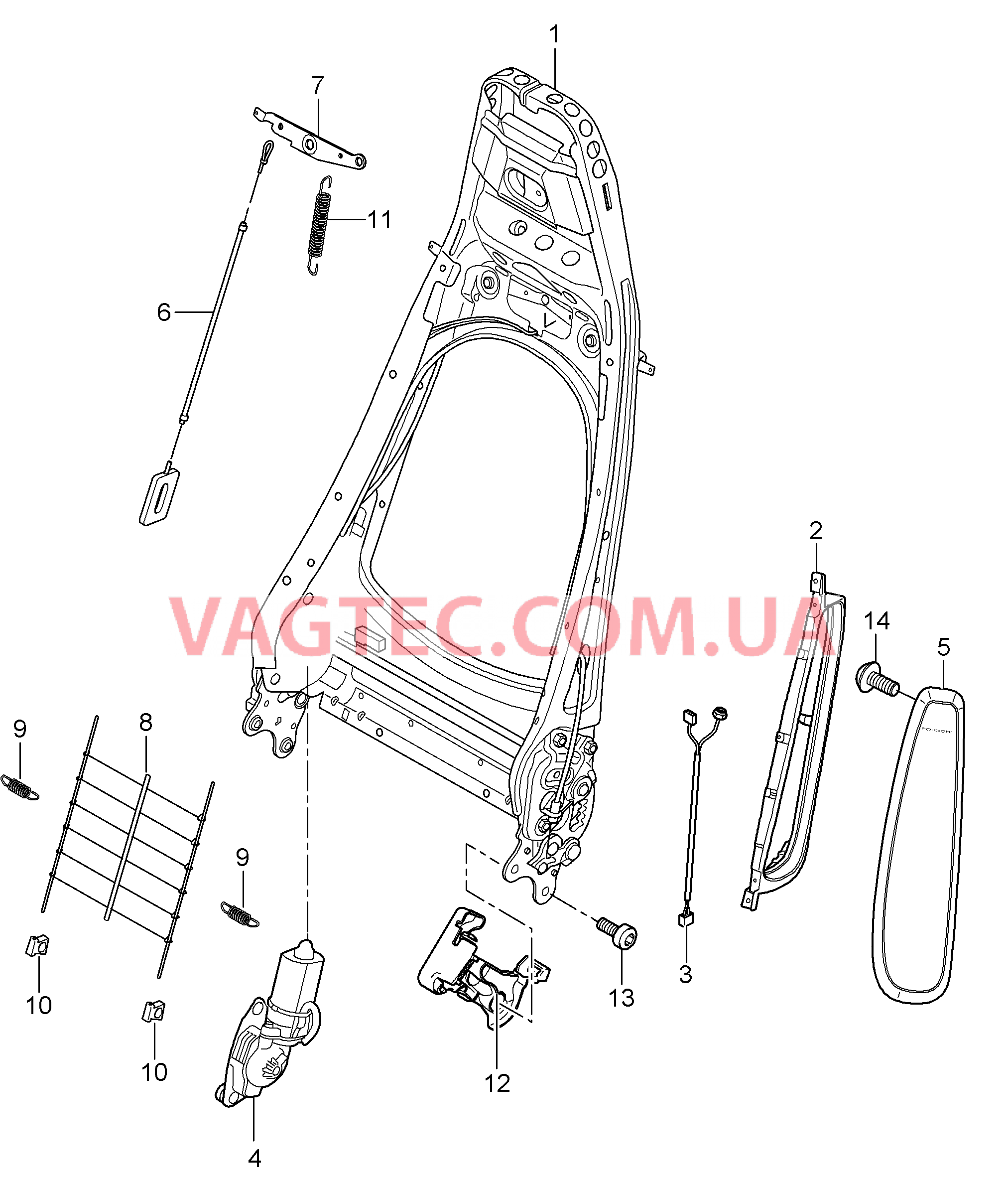 817-015 Каркас спинки, Сиденье KOMFORT
						
						COUPE, CABRIO для PORSCHE Porsche911TurboGT2 2007-2009