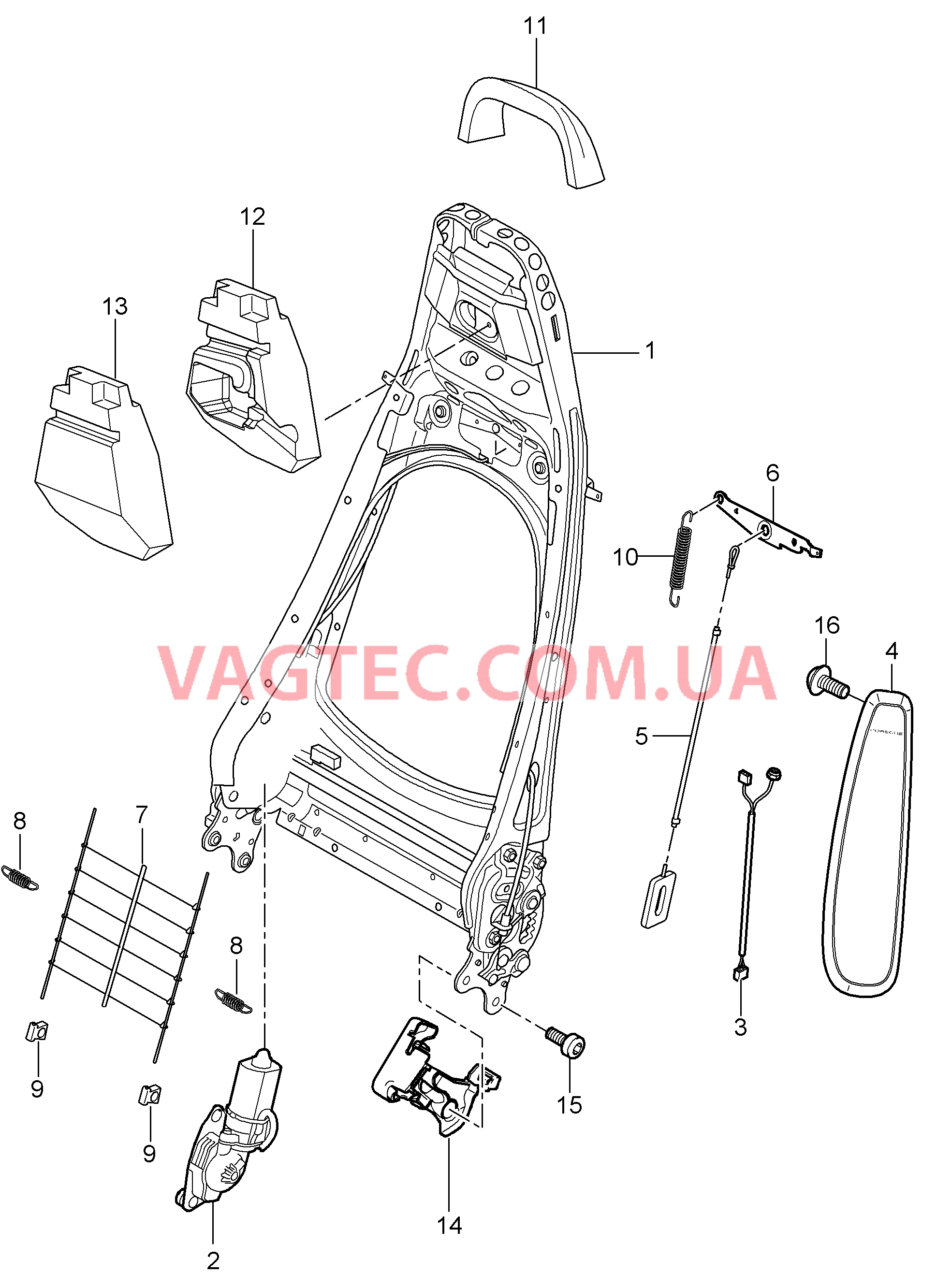 817-040 Каркас спинки, Спортивное сиденье для PORSCHE Porsche911TurboGT2 2007-2009