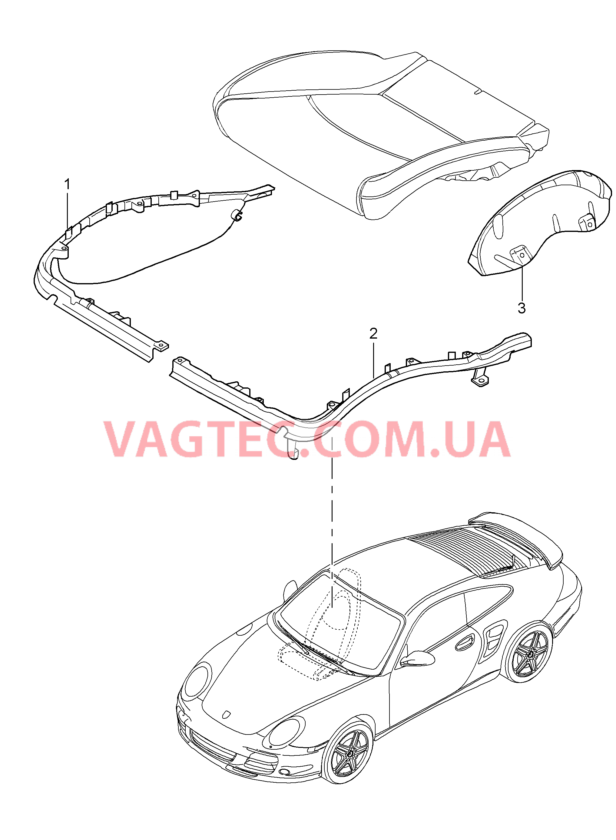 817-053 Держатель обивки, Спортивное сиденье, Рама, Подушка сиденья для PORSCHE Porsche911TurboGT2 2007-2009USA