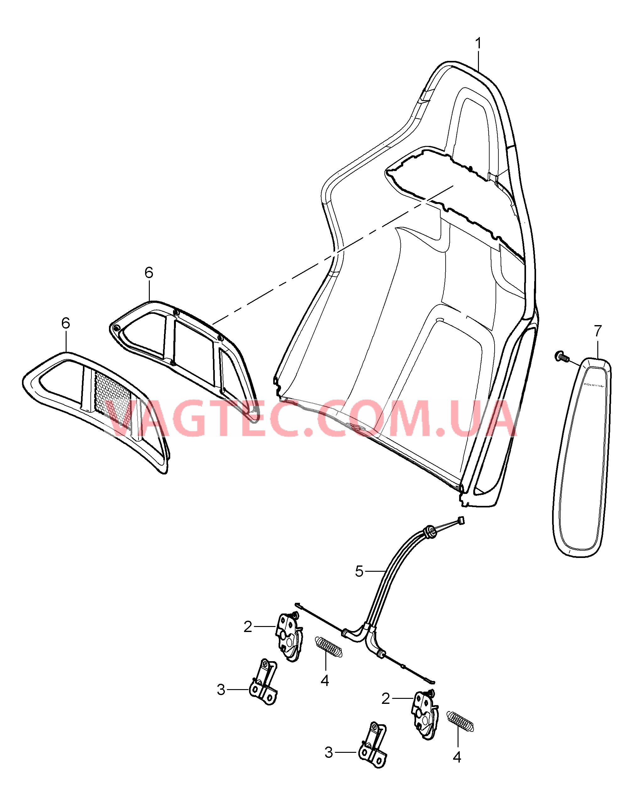 817-068 Каркас спинки, Ковшеобразное сиденье, складной, Детали
						
						TURBO/GT2 для PORSCHE Porsche911TurboGT2 2007-2009