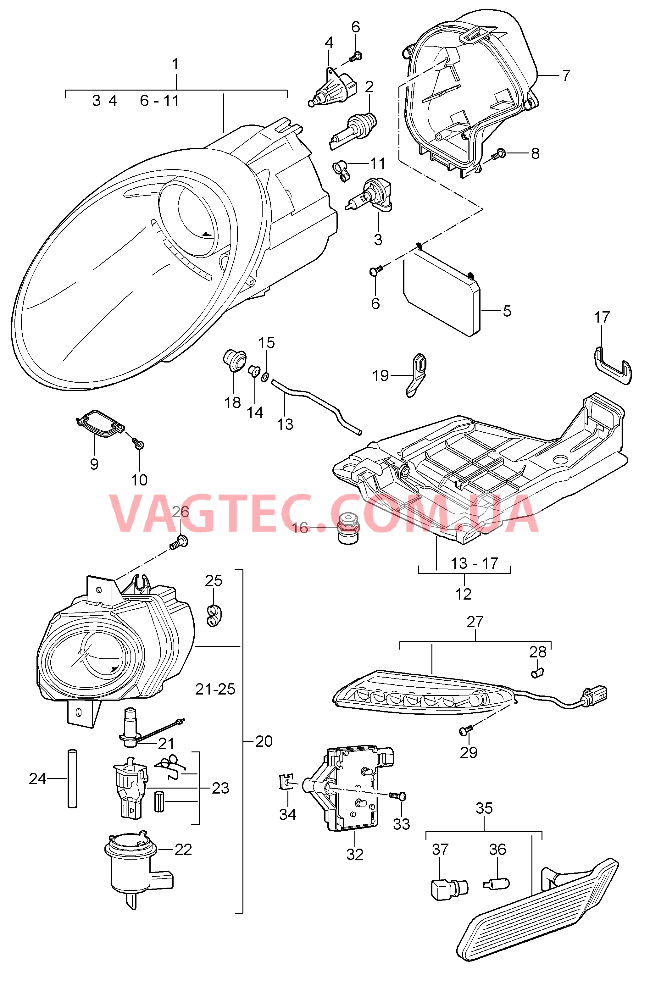 905-000 Фара, Противотуманная фара, Сигнал поворота, Указатель поворота
						
						I601 для PORSCHE Porsche911TurboGT2 2007-2009