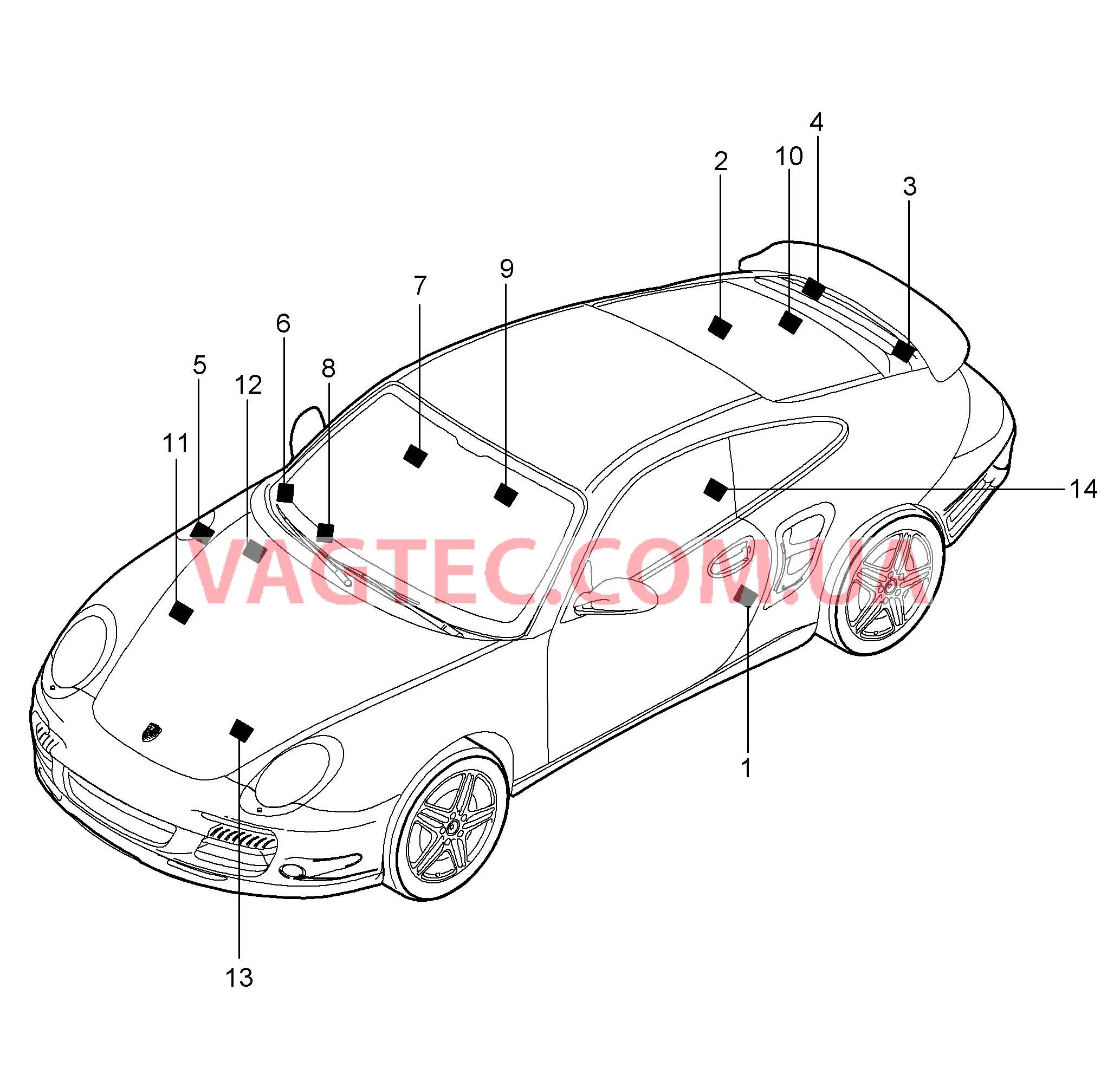 001-005 Наклейки для PORSCHE Porsche911TurboGT2 2007-2009USA