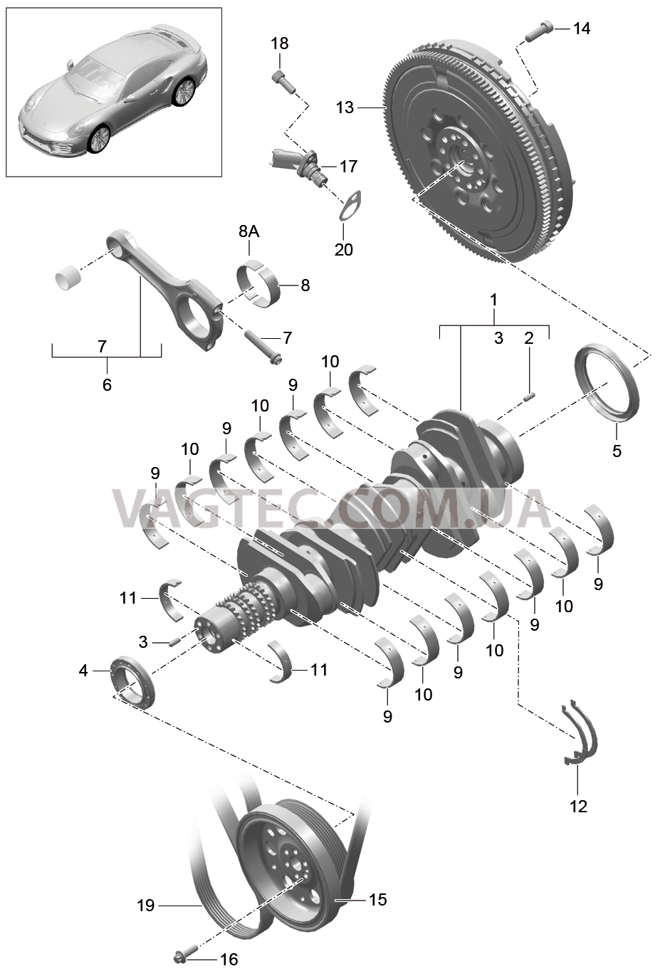 102-000 Коленвал для PORSCHE Porsche991Turbo 2014-2017