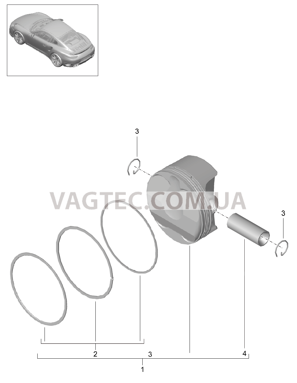 102-005 Поршень для PORSCHE Porsche991Turbo 2014-2017USA