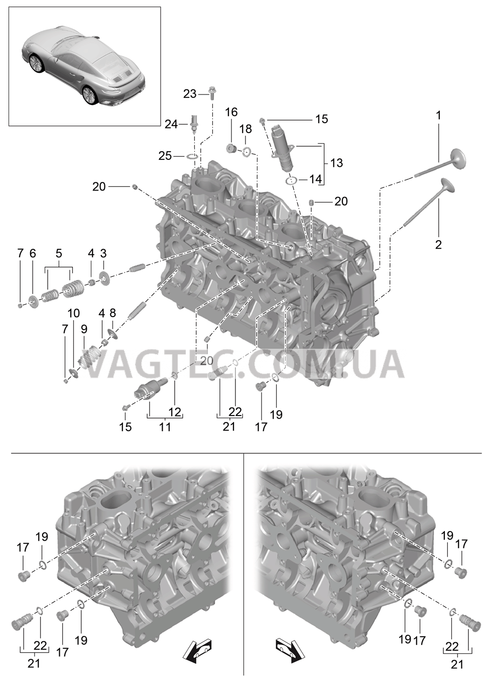103-005 Гбц, Детали, Клапаны для PORSCHE Porsche991Turbo 2014-2017USA