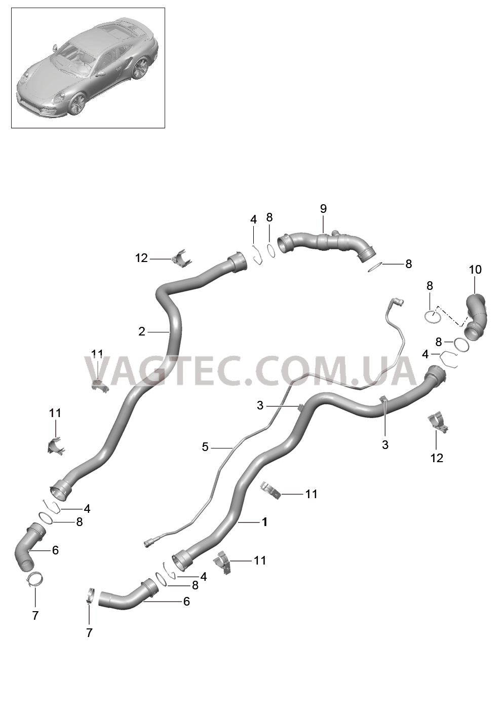 105-007 Водяное охлаждение 1, Задняя подвеска для PORSCHE Porsche991Turbo 2014-2017