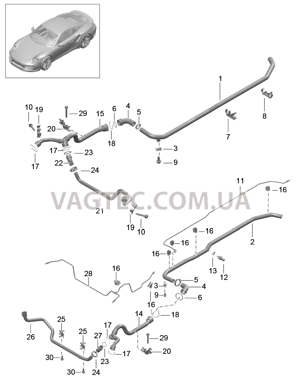 105-010 Водяное охлаждение 2, Передняя часть кузова для PORSCHE Porsche991Turbo 2014-2017USA