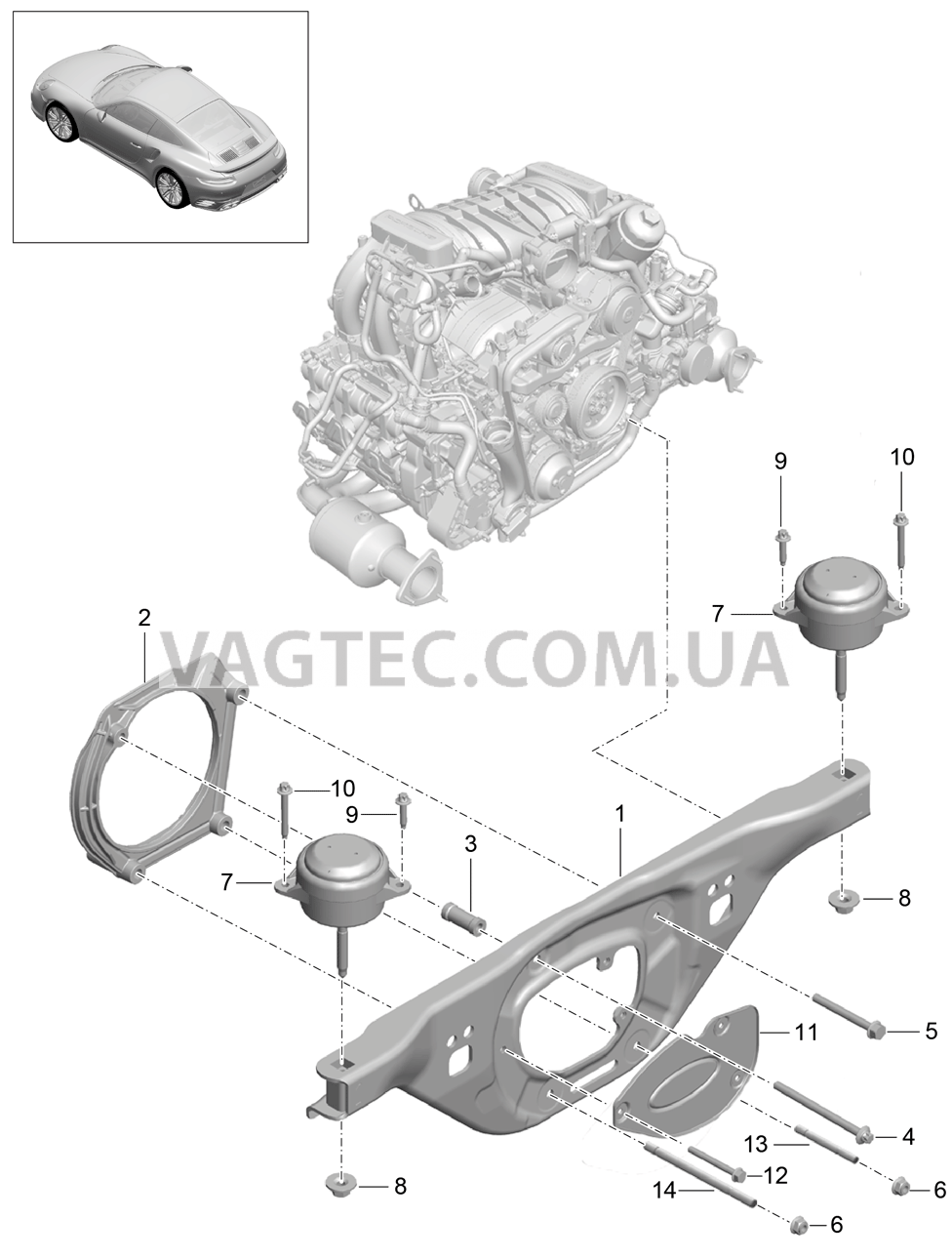 109-000 Подвеска двигателя для PORSCHE Porsche991Turbo 2014-2017USA