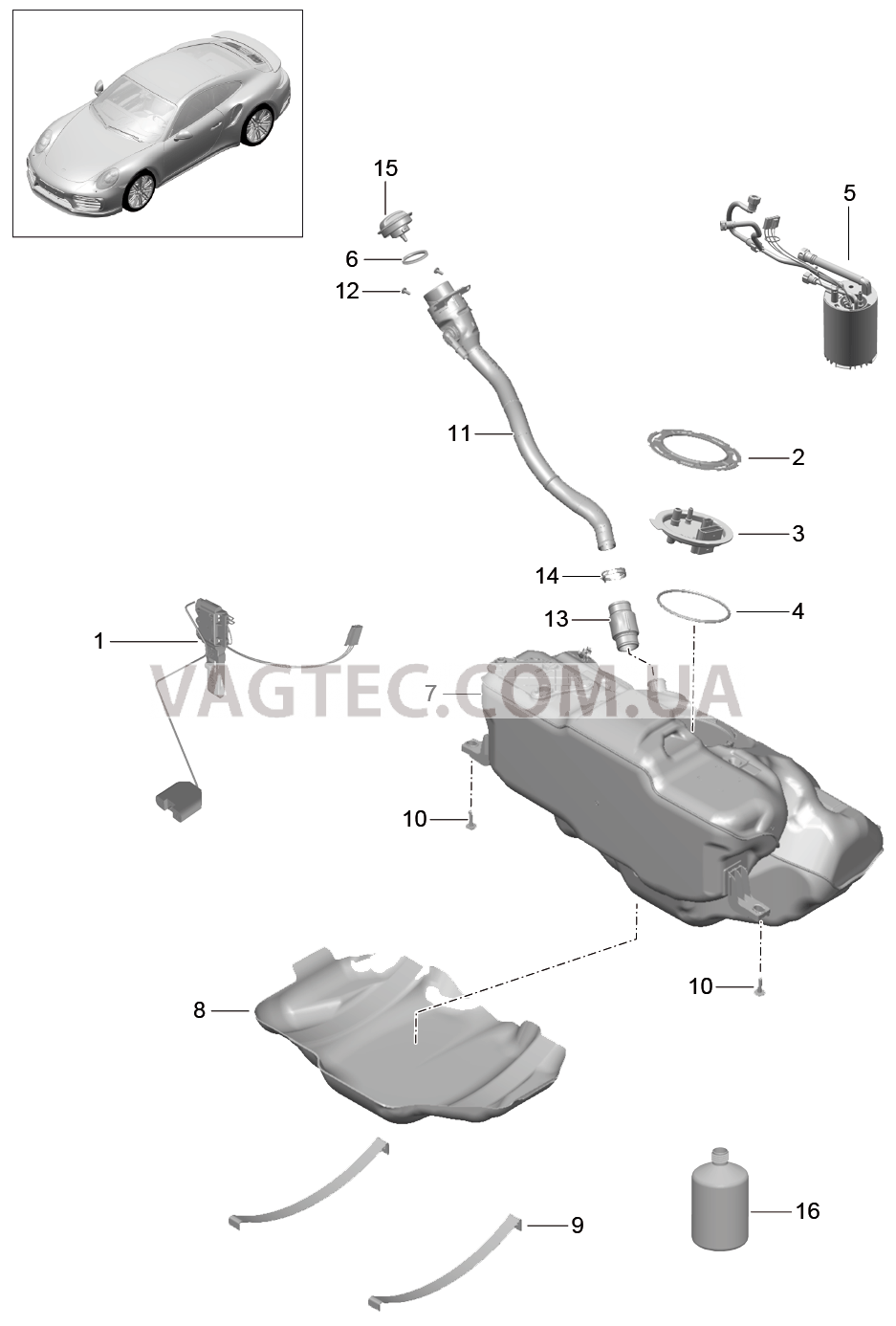 201-000 Топливный резервуар для PORSCHE Porsche991Turbo 2014-2017USA