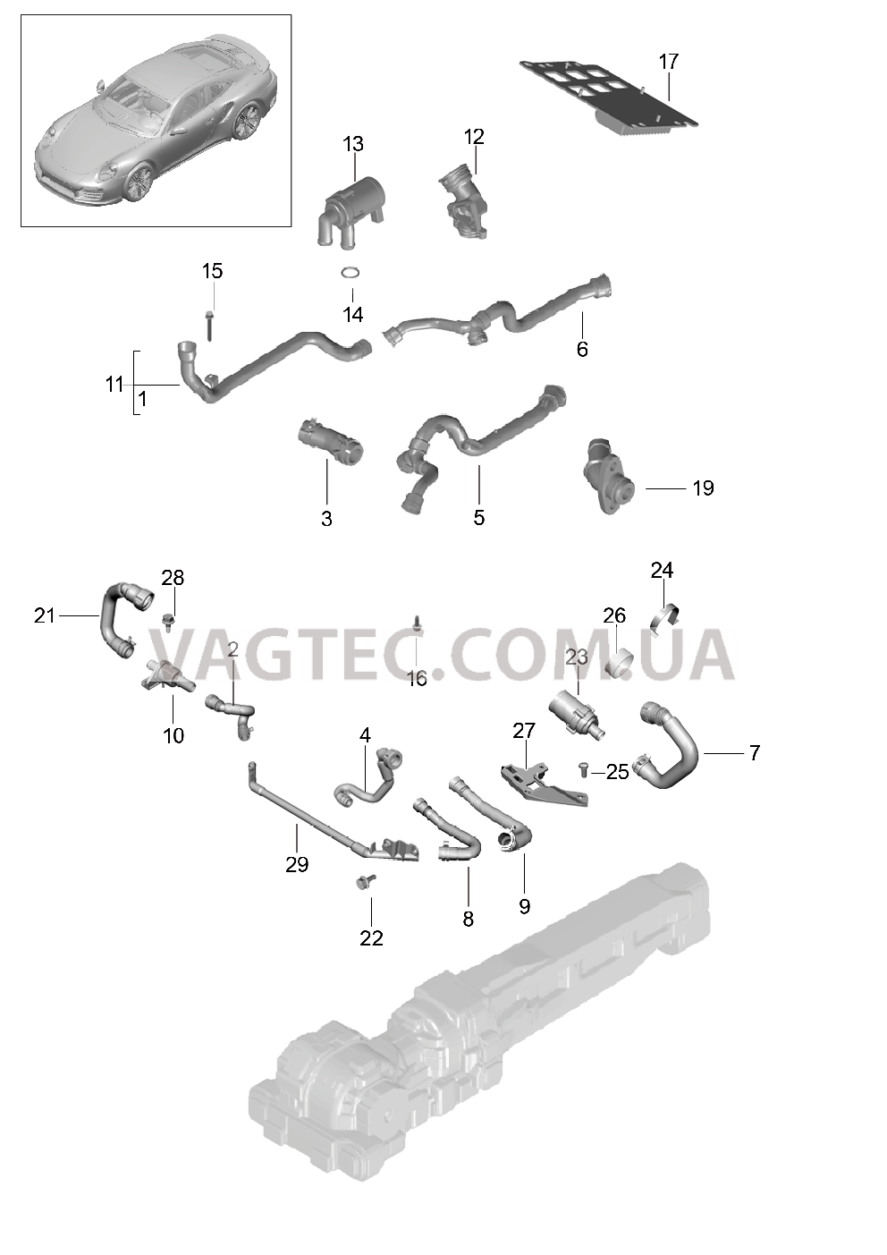 305-020 ГП передней оси, Охлаждение для PORSCHE Porsche991Turbo 2014-2017USA