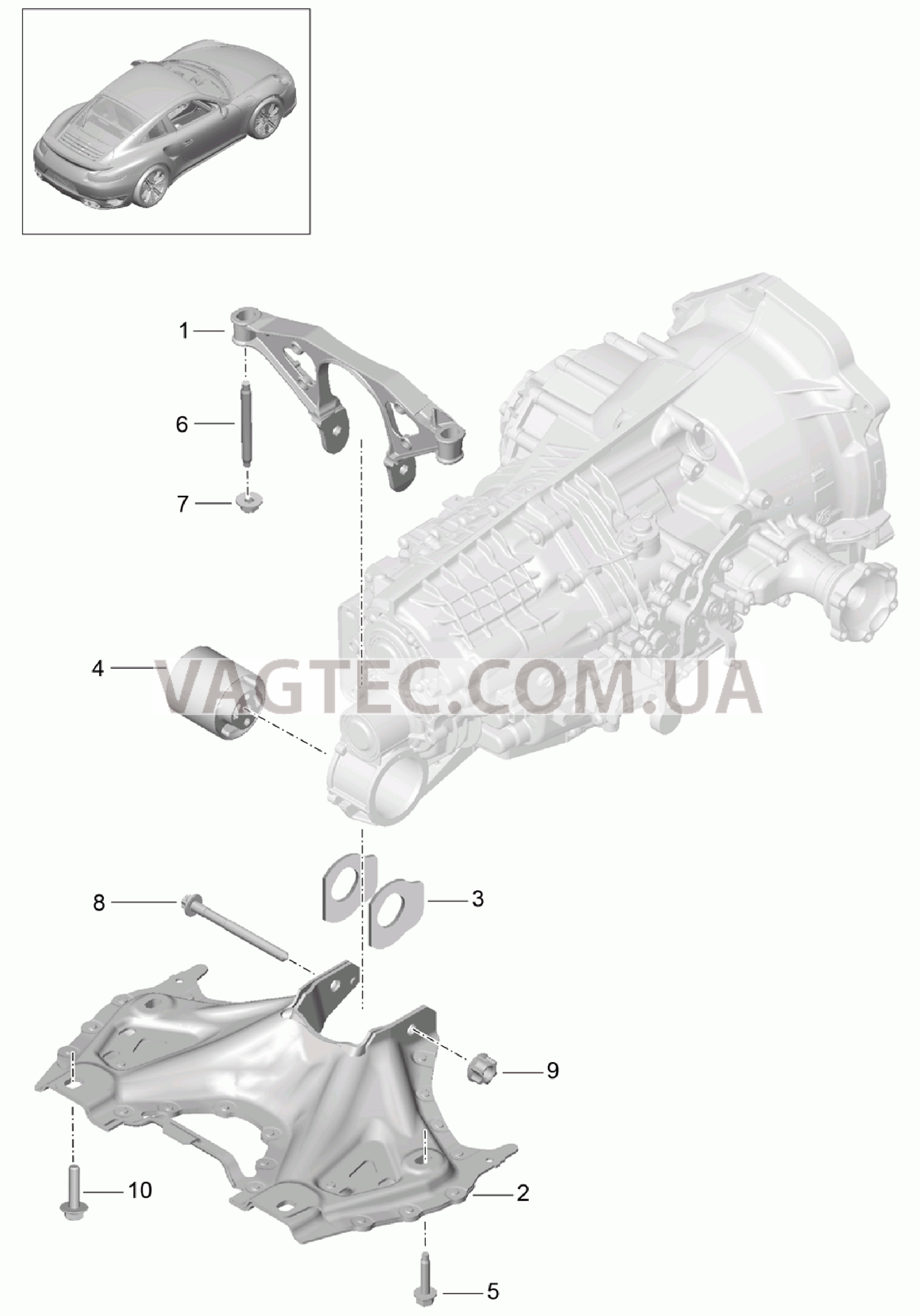 306-000 Подвеска коробки передач, Резьбовое соед., Двигатель для PORSCHE Porsche991Turbo 2014-2017USA