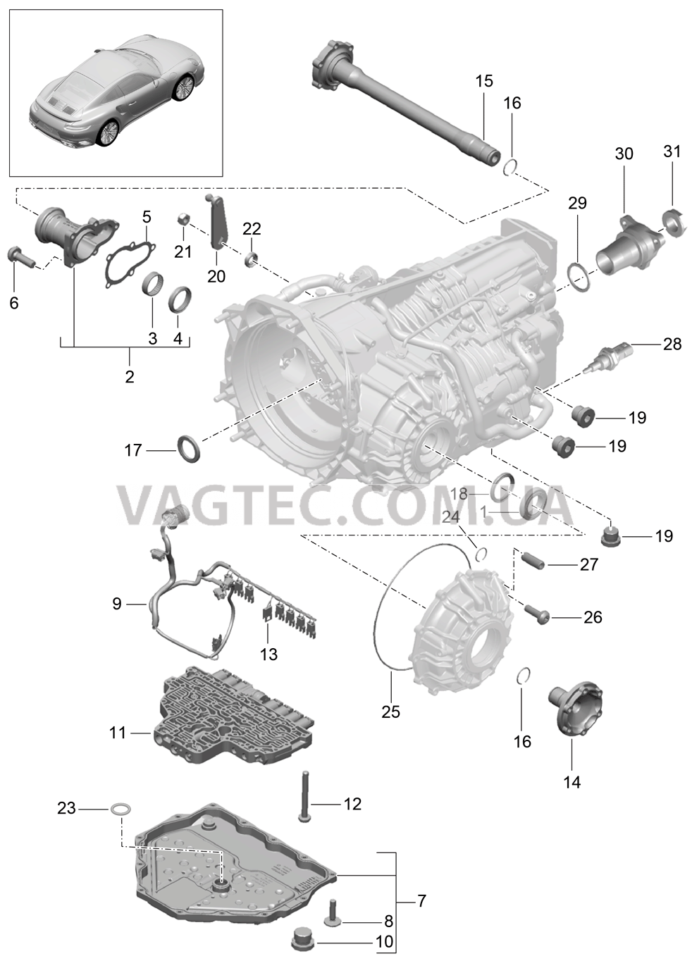 320-005 - PDK -, Коробка переключения передач, Отдельные детали для PORSCHE Porsche991Turbo 2014-2017USA