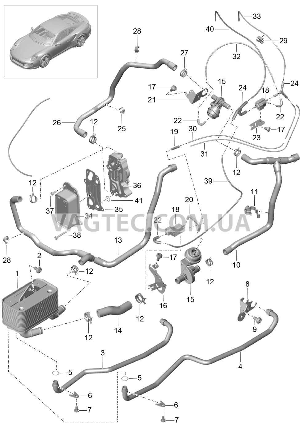 360-000 - PDK -, Коробка переключения передач, Теплообменник, Масляная трубка, Жидкостной канал для PORSCHE Porsche991Turbo 2014-2017USA