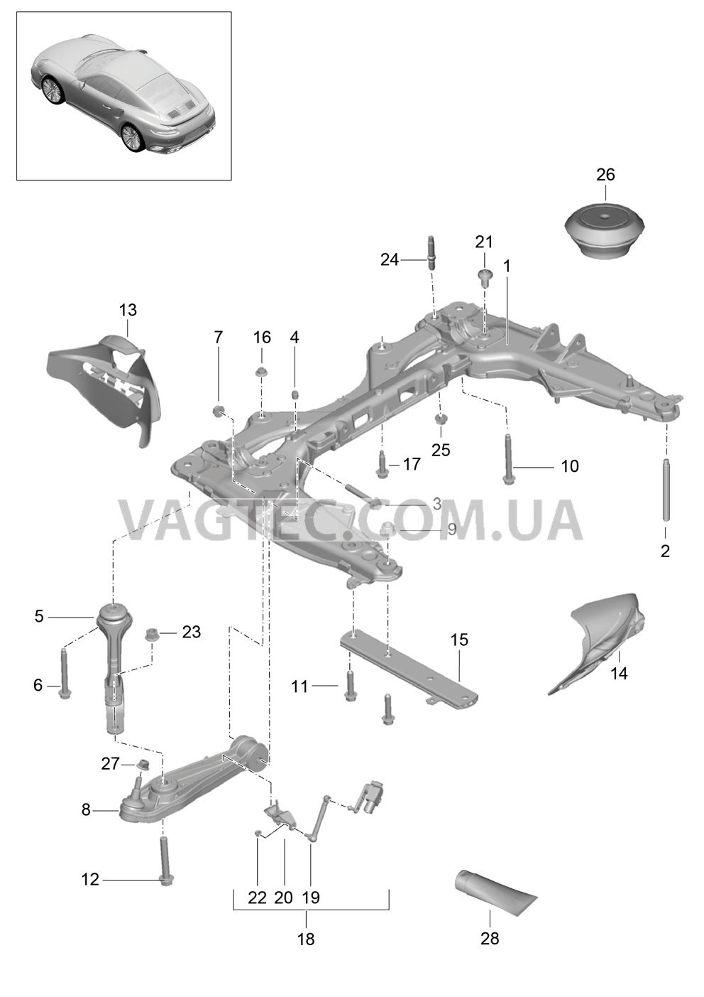 401-000 Поперечина, Поперечный рычаг для PORSCHE Porsche991Turbo 2014-2017