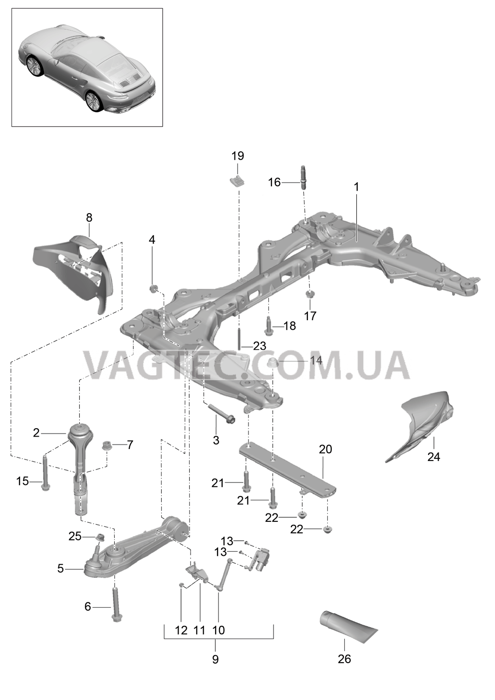 401-002 Поперечина, Поперечный рычаг для PORSCHE Porsche991Turbo 2014-2017USA