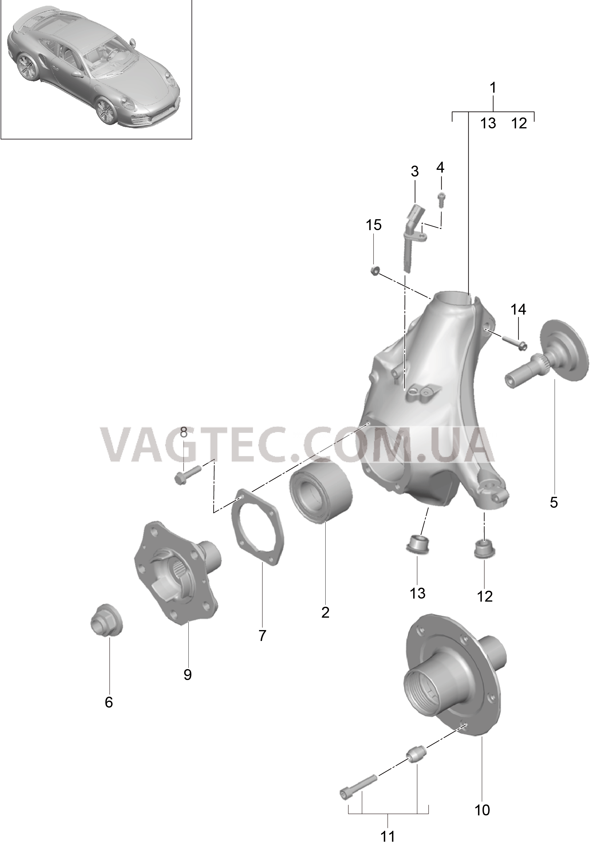 401-007 Корпус подшипника ступицы, Ступица для PORSCHE Porsche991Turbo 2014-2017USA