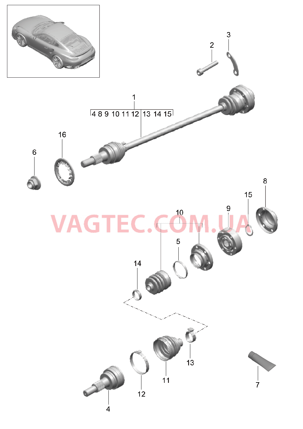 401-010 Шарнирный вал для PORSCHE Porsche991Turbo 2014-2017