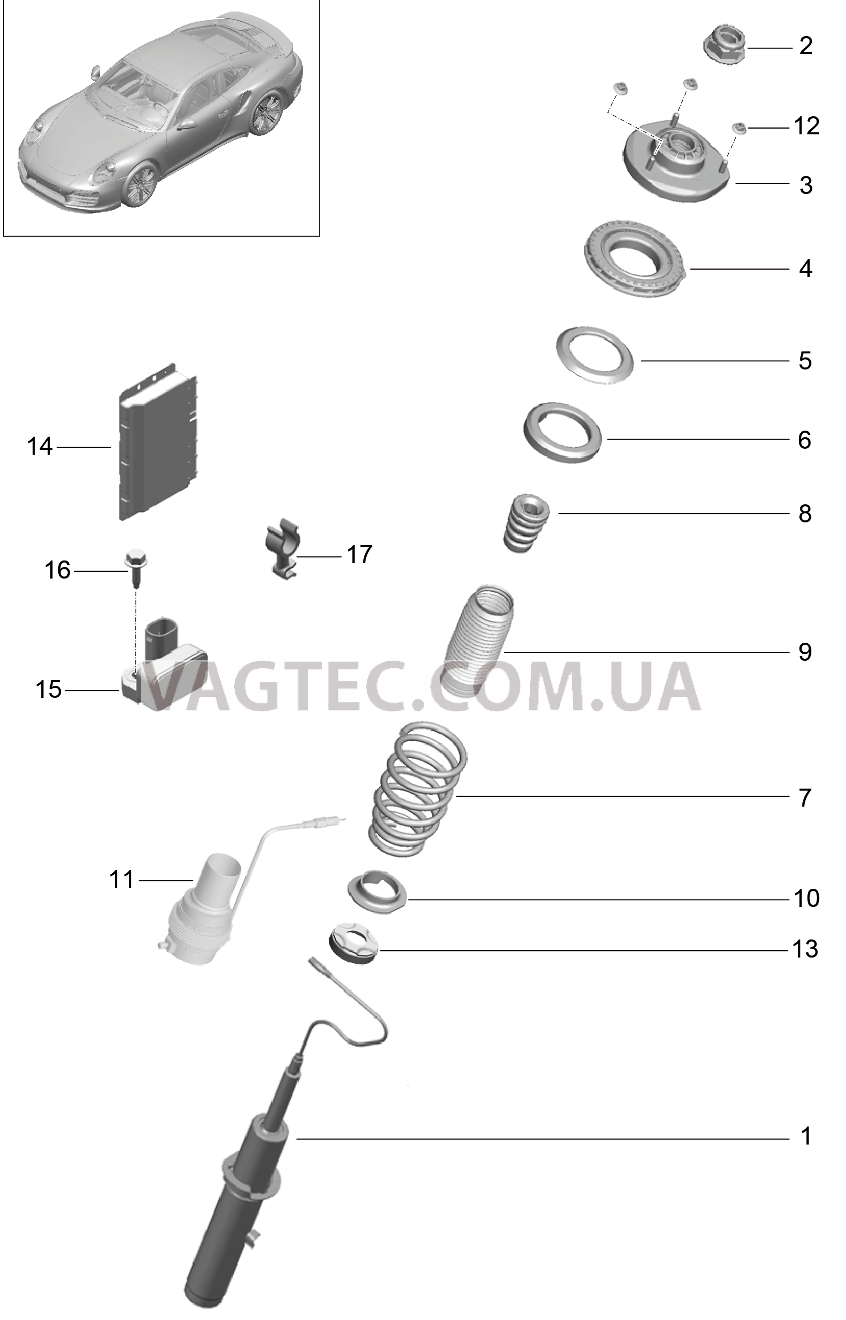 402-002 Пружина, Амортизац.стойка для PORSCHE Porsche991Turbo 2014-2017