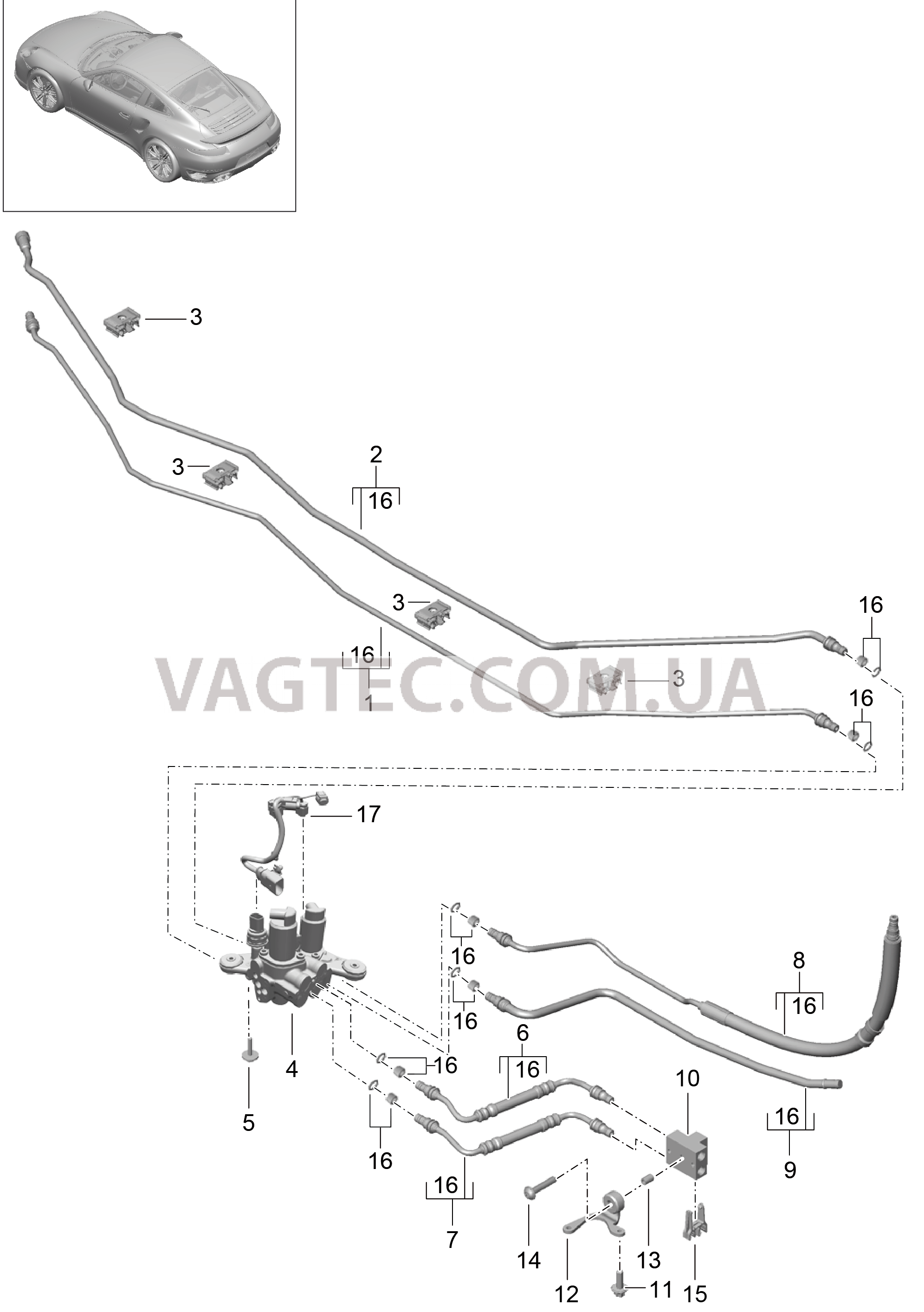 402-042 Линии, Днище кузова, средний, PDCC
						
						I031/352 для PORSCHE Porsche991Turbo 2014-2017USA