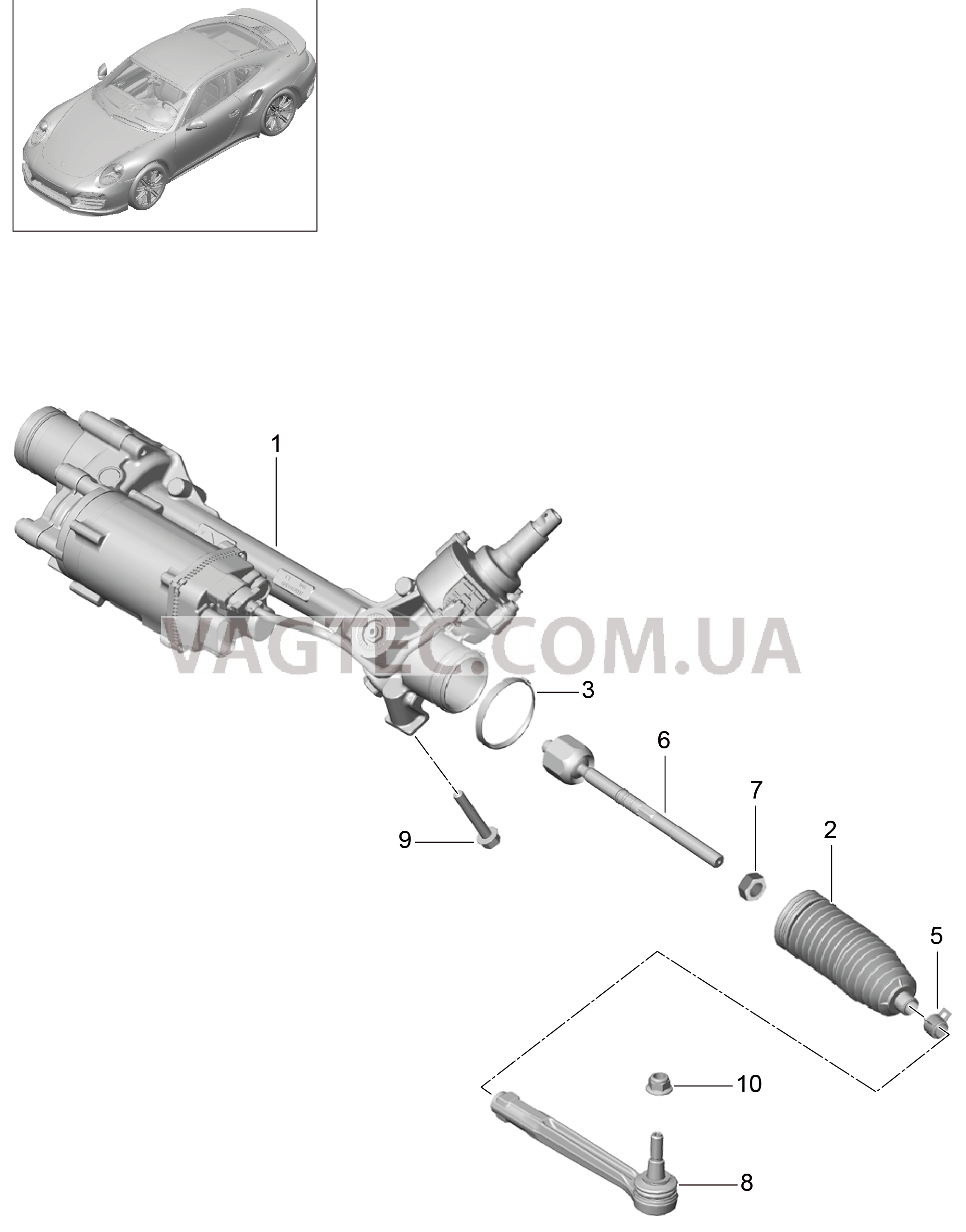 403-002 Рулевой механизм, Элементы управления для PORSCHE Porsche991Turbo 2014-2017USA