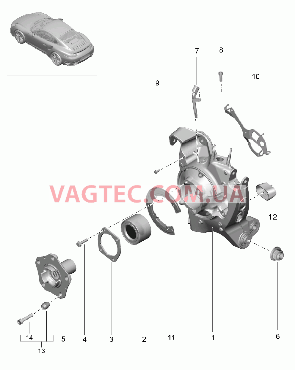 501-000 Задняя ось, Корпус подшипника ступицы, Ступица для PORSCHE Porsche991Turbo 2014-2017