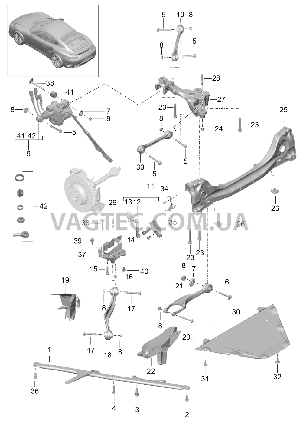 501-001 Задняя ось, Боковая часть, Держатель, Рычаг для PORSCHE Porsche991Turbo 2014-2017