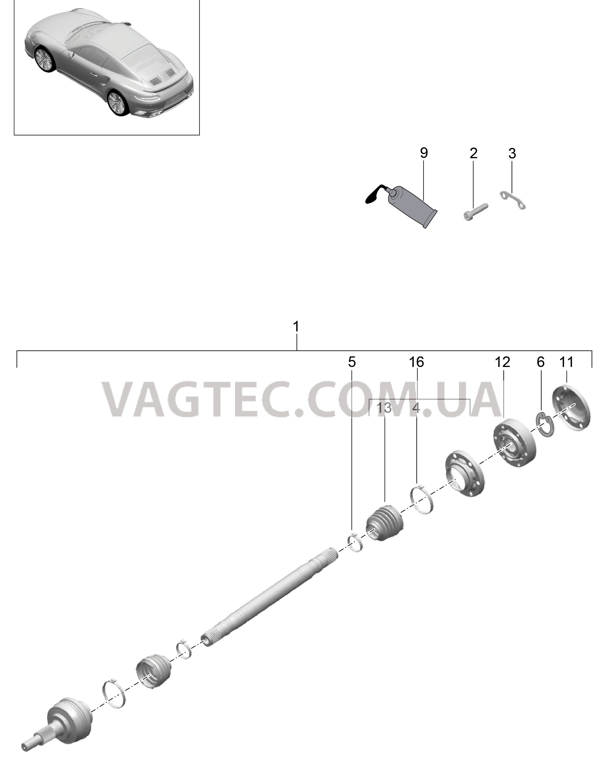 501-015 Шарнирный вал, Ступица для PORSCHE Porsche991Turbo 2014-2017