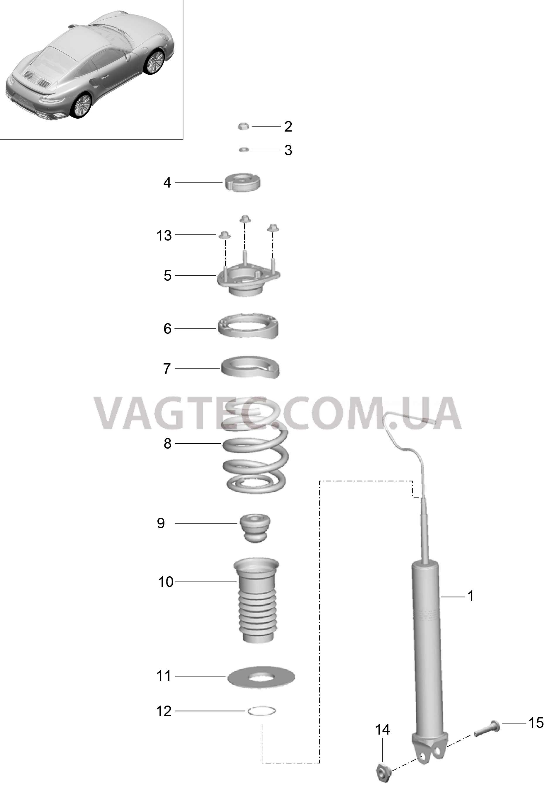 502-002 Амортизатор, Витая пружина для PORSCHE Porsche991Turbo 2014-2017