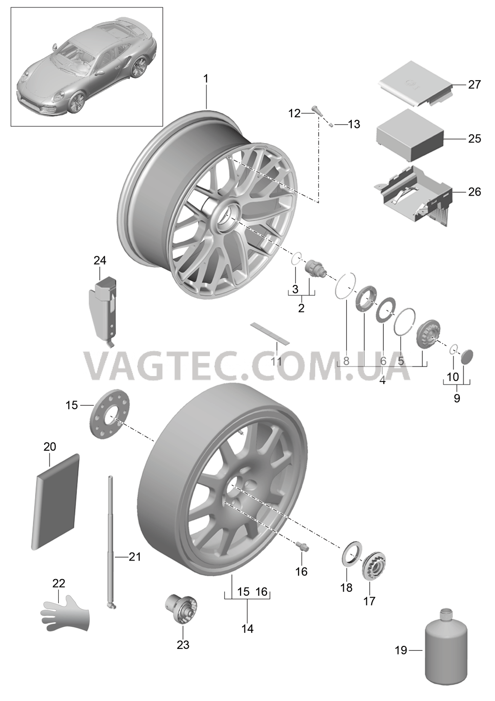 601-001 Колеса, Центральный замок
						
						I478 для PORSCHE Porsche991Turbo 2014-2017