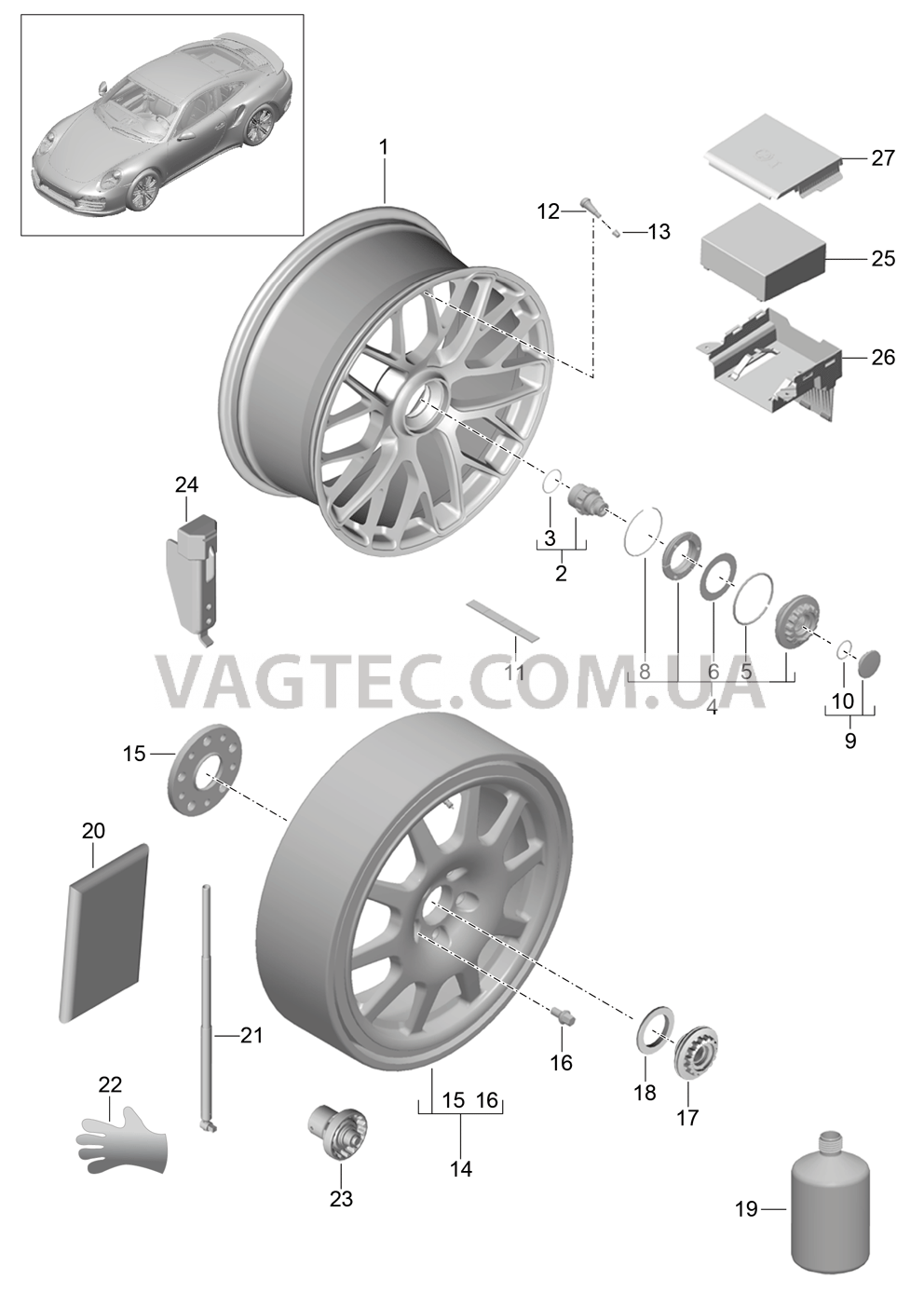 601-003 Колеса, Центральный замок
						
						I478 для PORSCHE Porsche991Turbo 2014-2017